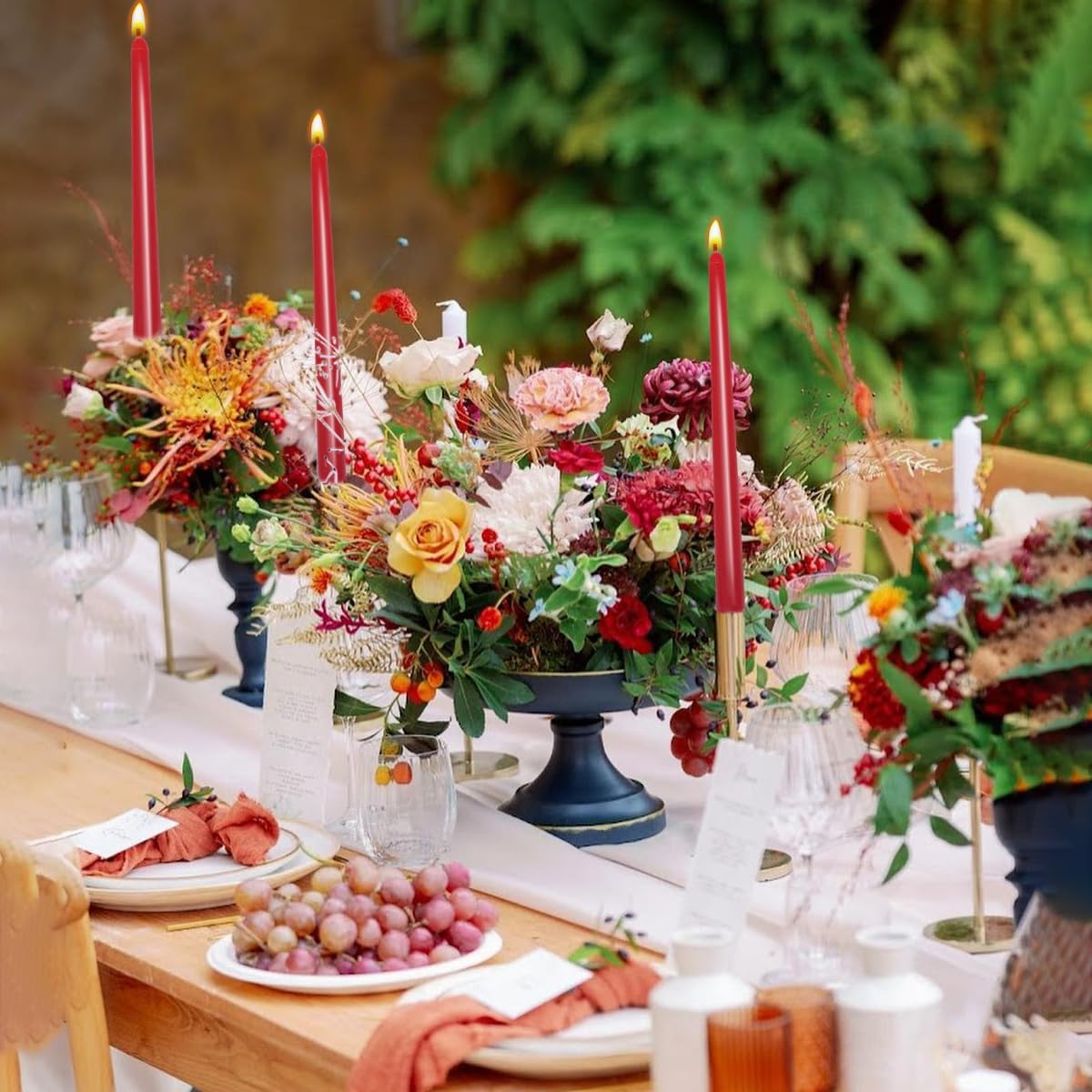 Set of 7 Red Colored Taper Candles, Dripless Unscented Skinny 10 Inch Tall Wax Candlesticks for Home Party Wedding Table Decoration image number 6