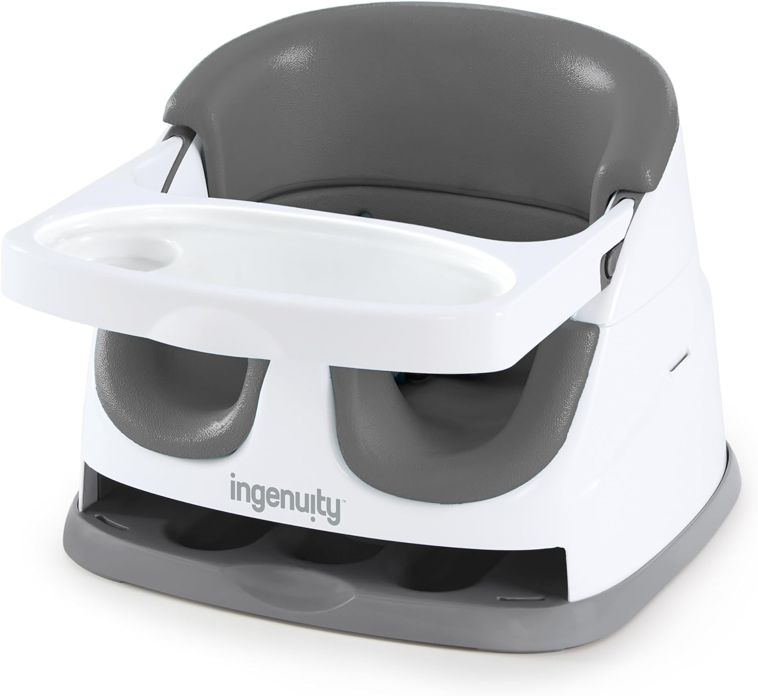 Ingenuity Baby Base 2-In-1 Booster Feeding and Floor Seat with Self-Storing Tray, Slate