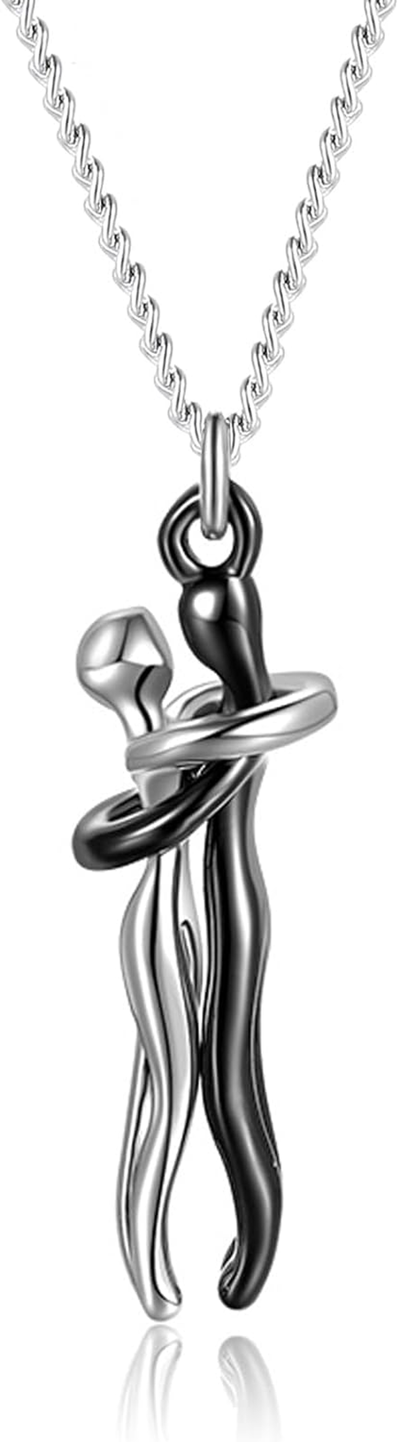 DTWAWA Hug Couple Necklace Hugging Necklace Anniversary Jewelry for Him and Her, Lover for Men Women Boys Girls