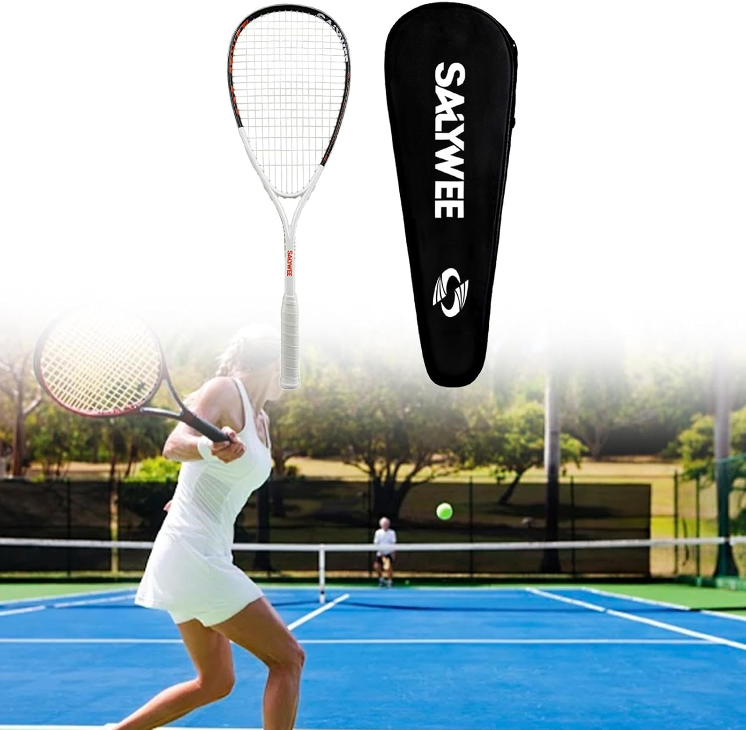 CAQYPVH Carbon Fiber Squash Racket, Squash Training Paddle, Outdoor Teardrop Squash Racket image number 1