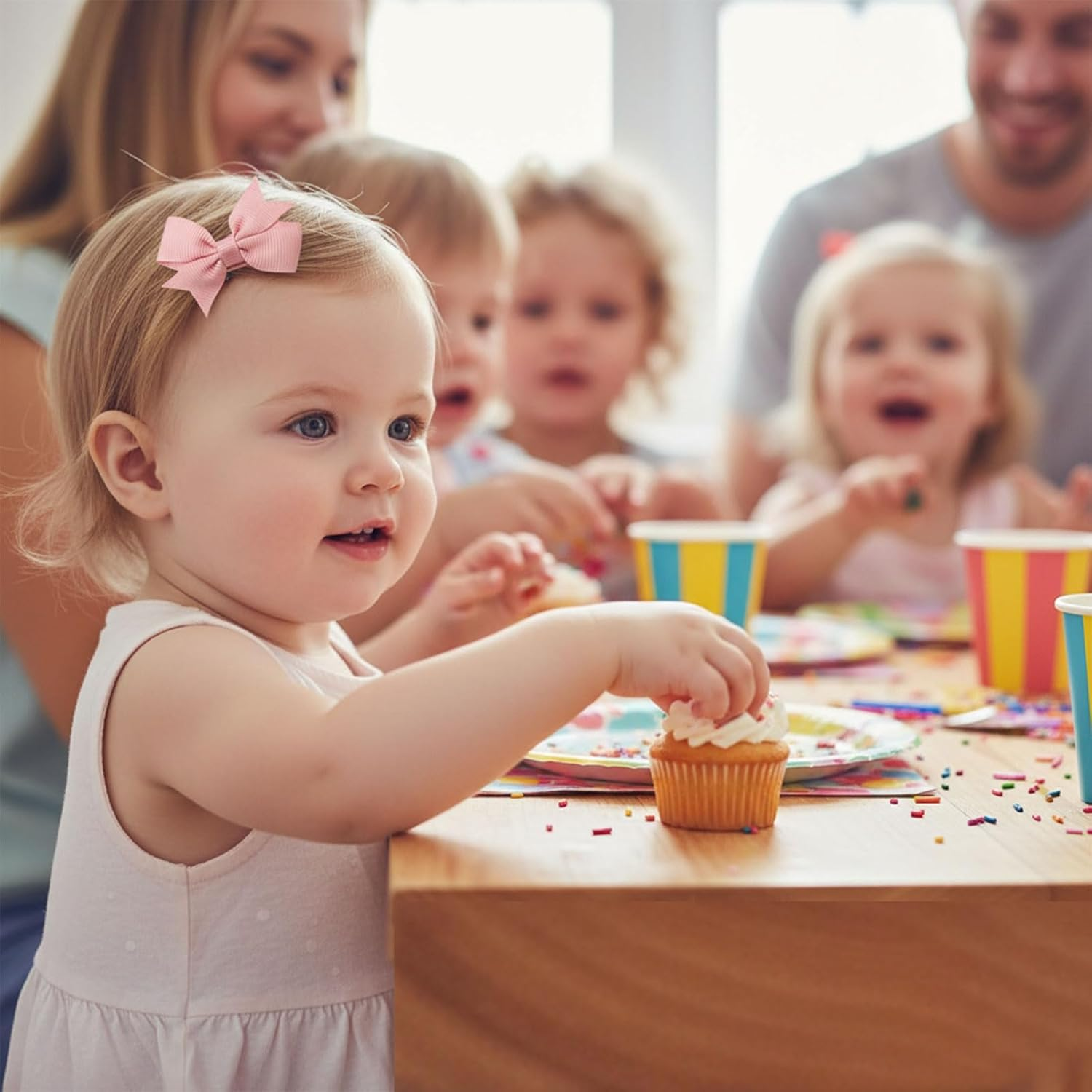 Baby Hair Clips for Girls, 24 Pieces, 2 Inch Hair Bows with Alligator Clips, Grosgrain Ribbon, 12 Colors, Perfect for Birthday Parties, Gifts & Everyday Wear &ndash; Compatible with Toddler Girls, Baby Girls image number 3