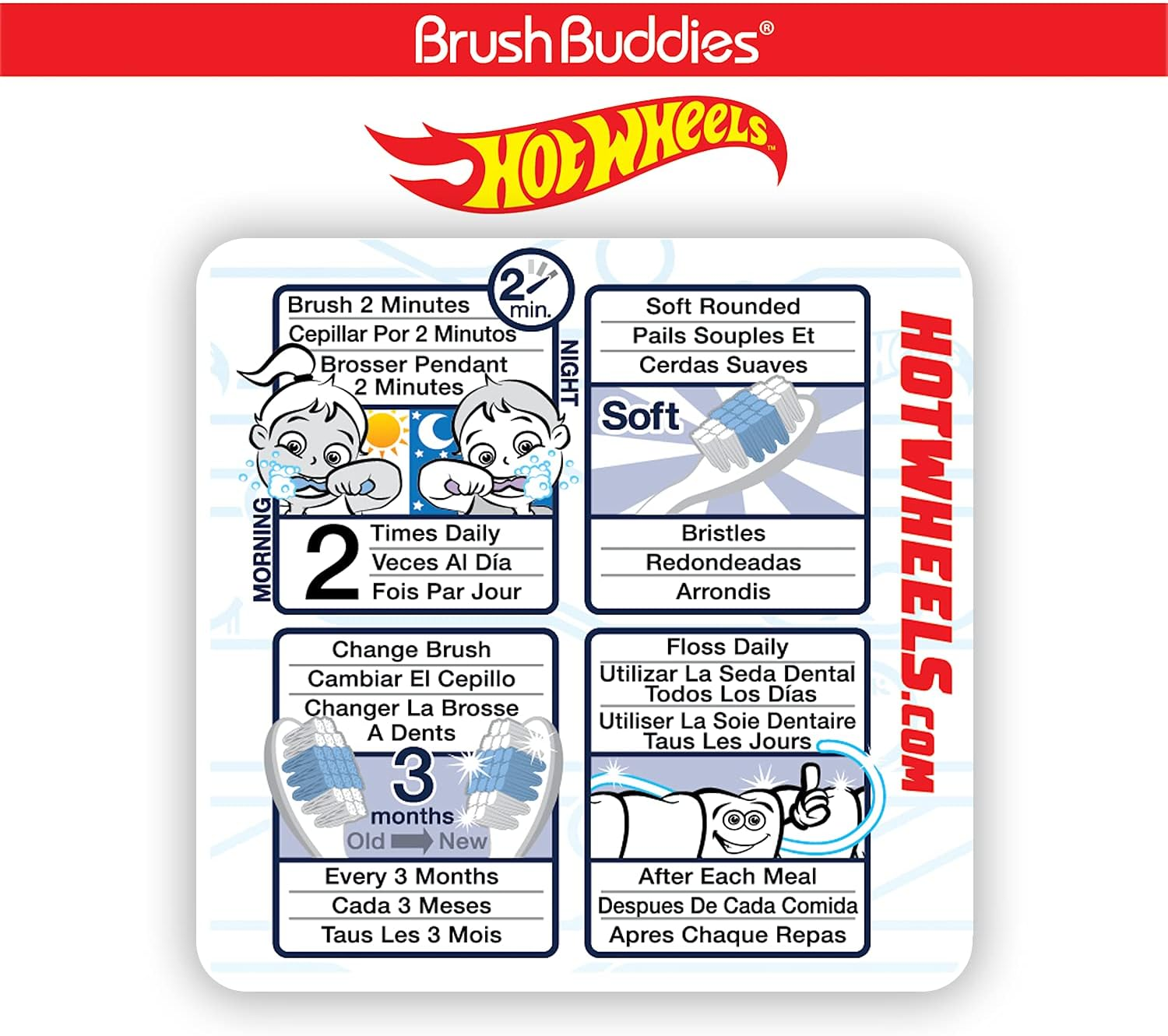 Brush Buddies Hot Wheels Toothbrush for Kids, Toddler Toothbrushes, Children'S Toothbrushes, Soft Bristle Toothbrushes for Kids, 3PK image number 4