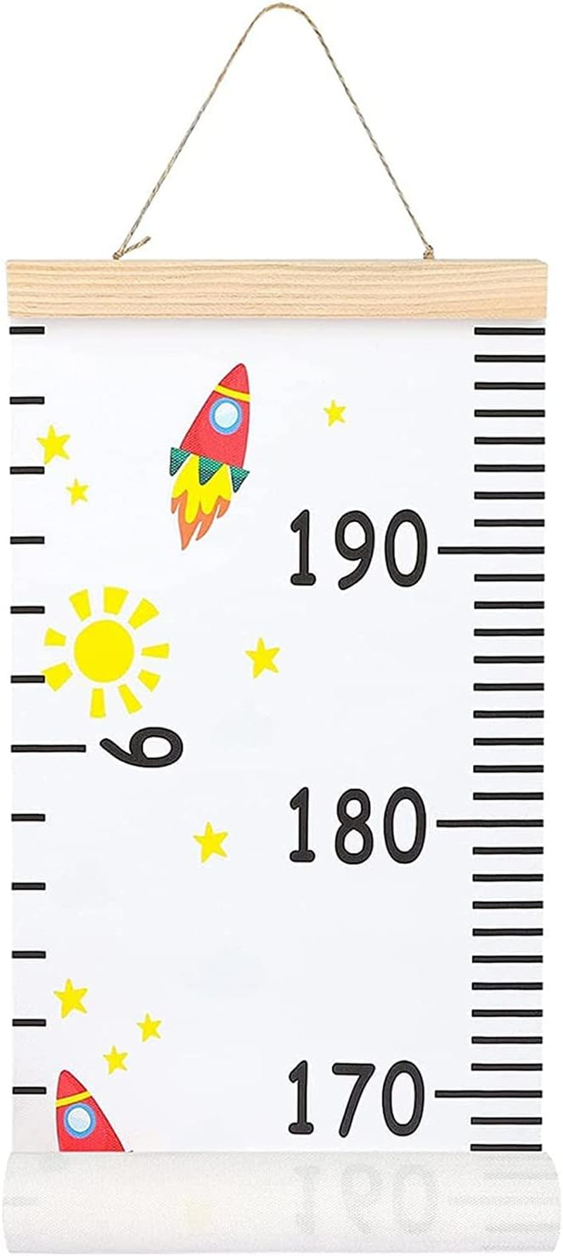Growth Chart for Kids, Canvas Height Chart Ruler 76" X 7.9" Removable Wood Hanging Wall Ruler Measurement Chart for Home Decoration (Style A)