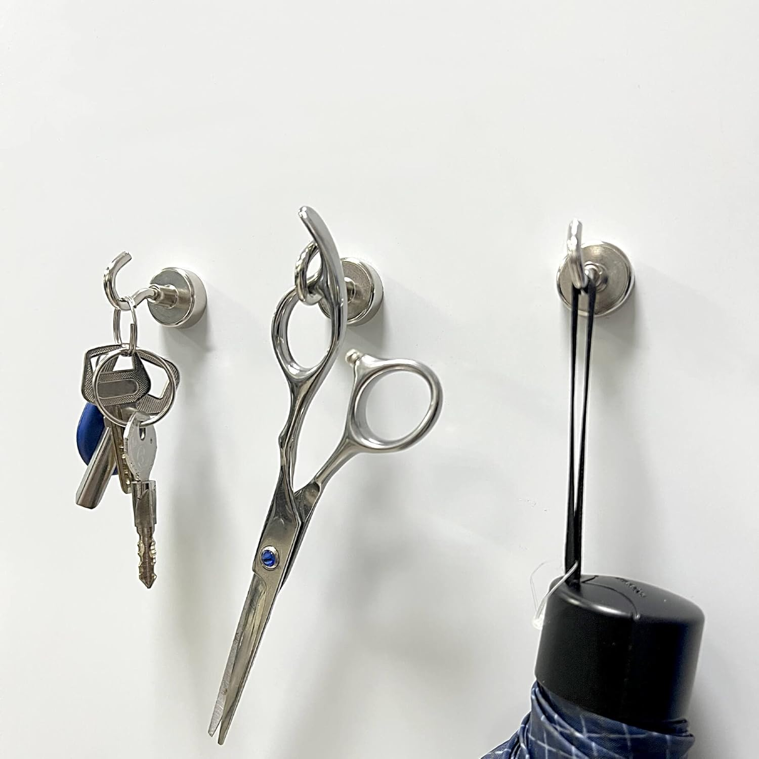 10PCS Magnetic Hooks, Neodymium Magnets with Hooks for Refrigerator, Strong Magnet Hooks for Hanging, Magnetic Hanger for Kitchen, Cruise, Workplace (Silver) image number 1