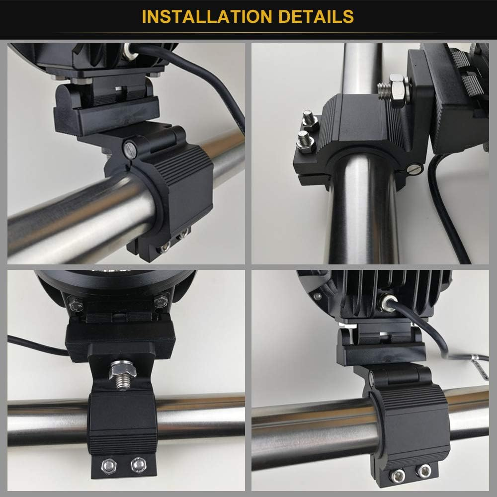 Audak 1 Pair Aluminum Mounting Bracket Kit Tube Clamp for 1.625 1.75 1.875 2 Inch Bullbar Roof Rack Roll Cage Horizontal Bar (1.6 to 2 Inch Adjustable) image number 5