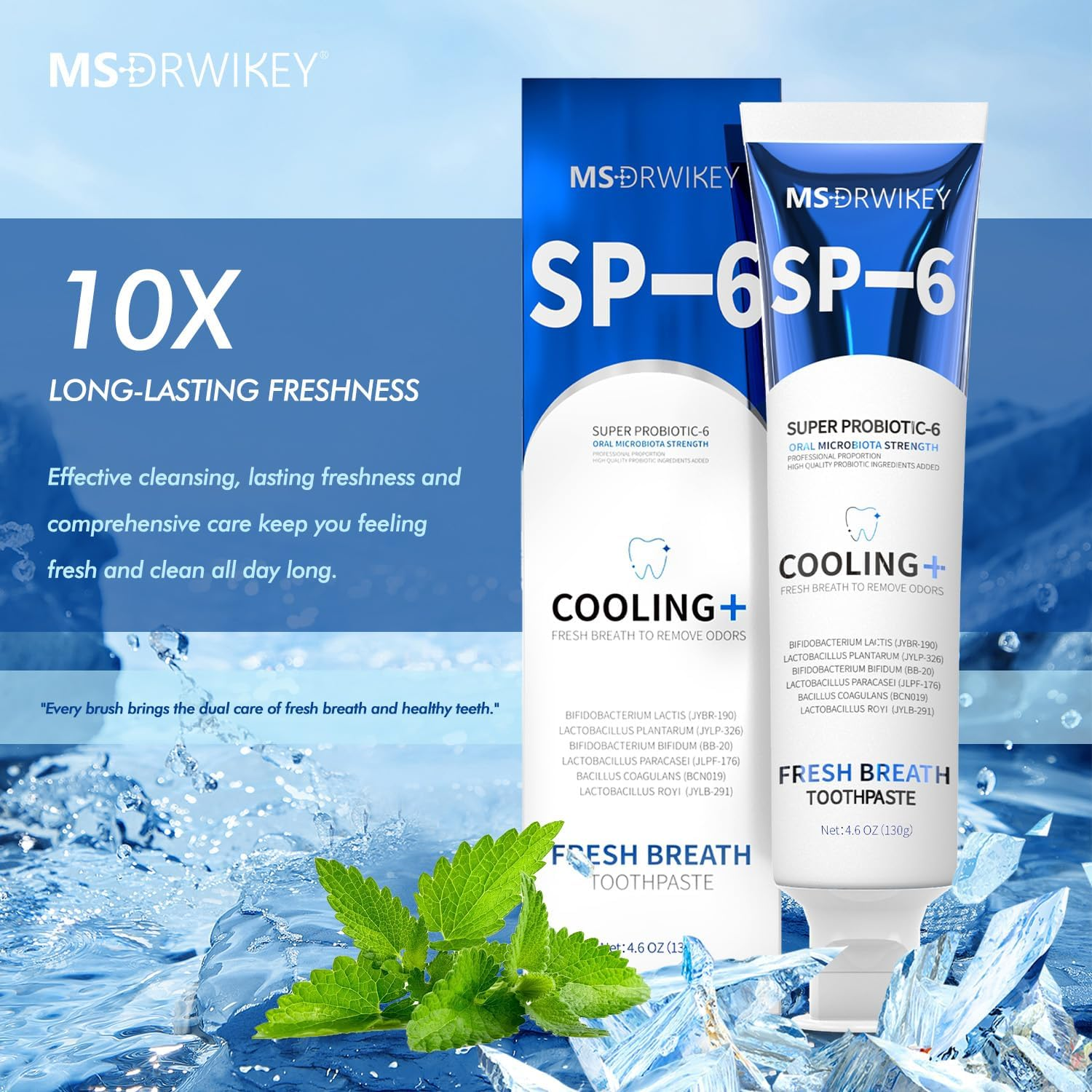 MSDRWIKEY 7Pro Popping Bead Whitening Toothpaste (2Pcs) + SP-6 Cooling Toothpaste (1Pc) &ndash; 3-Pack Powerful Whitening & Long-Lasting Fresh Breath with 7 Probiotics for Healthy Oral Care - Blue*2+Purple image number 7