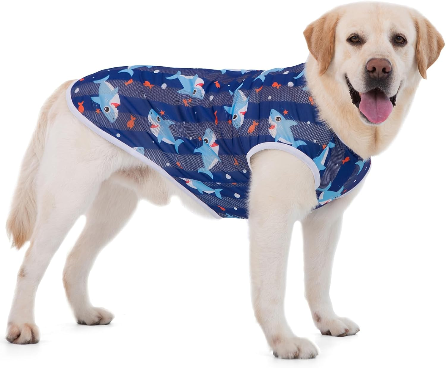 Dog T-Shirt, Cool Vest for Dogs, Lightweight Summer Shirt for Large Dogs, Ultra Thin Stretchy Dog Shirt, UV Protection, Breathable Shirts for Medium and Large Dogs, 3D Shark Print, Beachwear image number 2