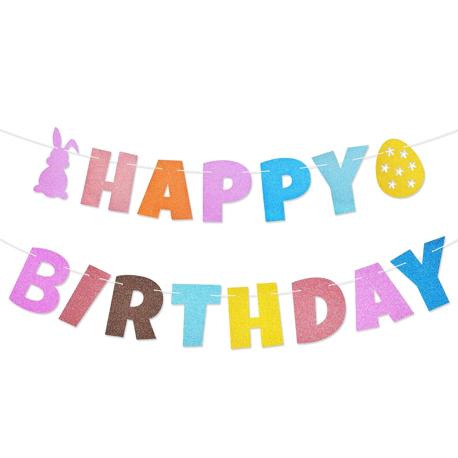 Red Glittery Happy Birthday Halloween Banner - Halloween Hanging Paper Garland Bunting Banner Bloody Bat Vampire Decorations, Photo Backdrop for Wall Home Mantle Office Wall Scary Party Supplies