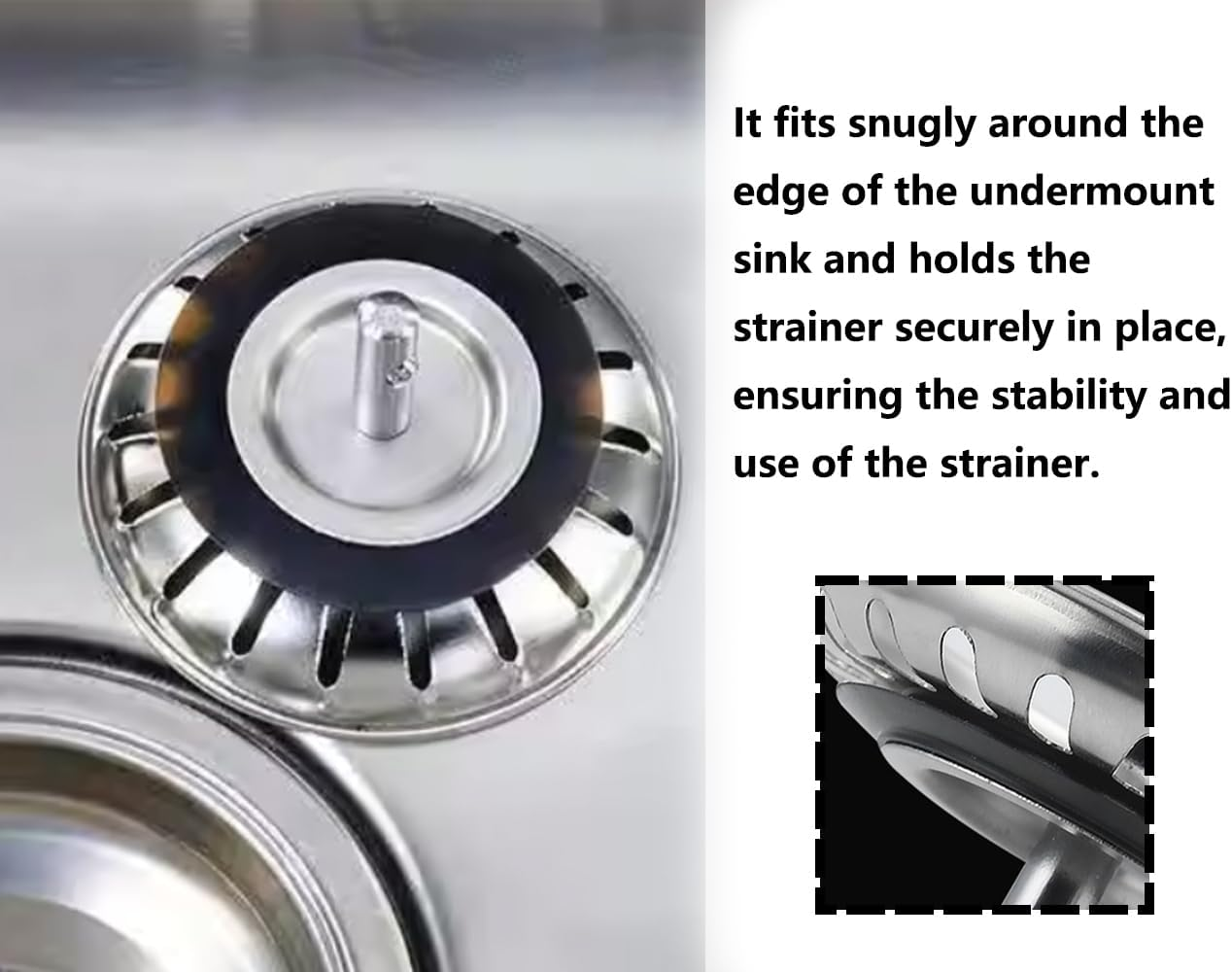 KAPSING Pack of 6 Sink Plugs, Replacement Seal, Black, Rubber Sink Plug Seals, Replacement Part for Diameter 78-83 Mm Strainer Basket image number 1