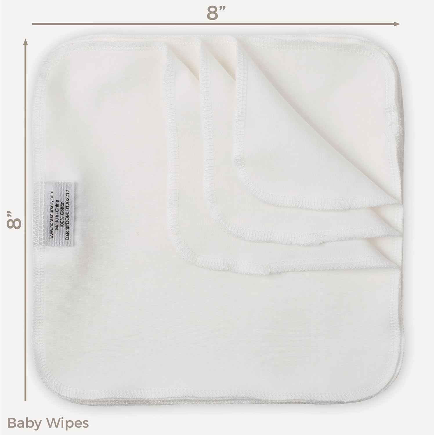 Nora'S Nursery Reusable Baby Wipes 100% Cotton Washcloths Soft Absorbent Towel Face Wipes, Newborn Bath Face Towels, 20 Wipes with 1 Waterproof Pod for On-The-Go Moms, Ideal for Sensitive Skin - Sage image number 3