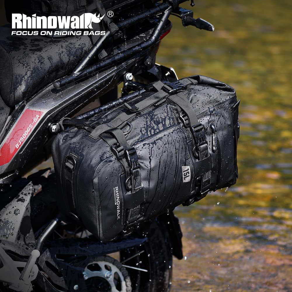Rhinowalk Motor Pannier Bag 15L Multifunctional Fully Waterproof Rear Rack Trunk Motorcycle Seat Bag Motorbike Saddle Bag Professional Motor Accessories-Black image number 5