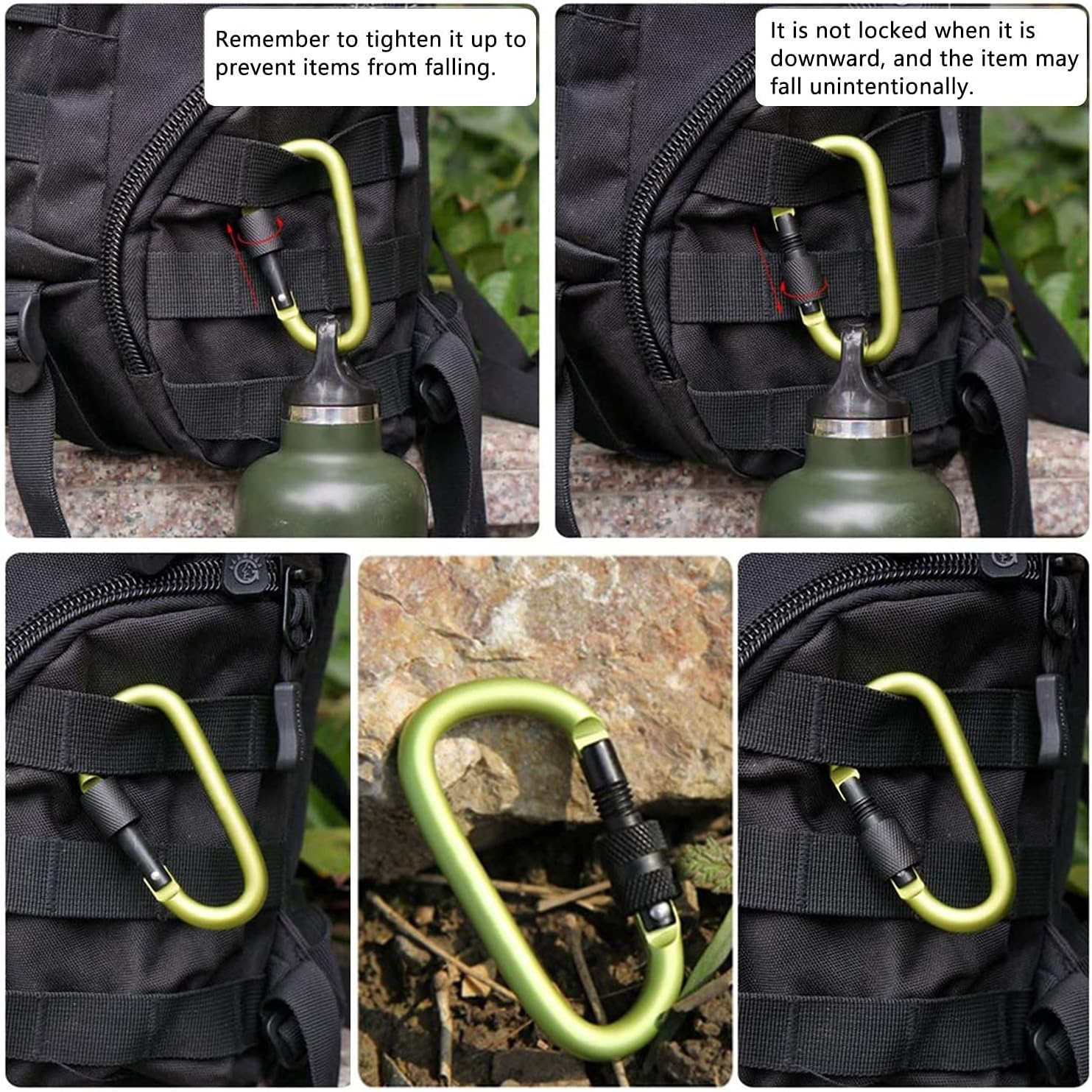 Softcutelee Aluminum Alloy Carabiner Heavy Duty D Ring Clip Hook Locking Carabiner D Shape Keychain Camping Accessories for Outdoor, Fishing, Hiking, Traveling, Fishing, Backpack image number 6