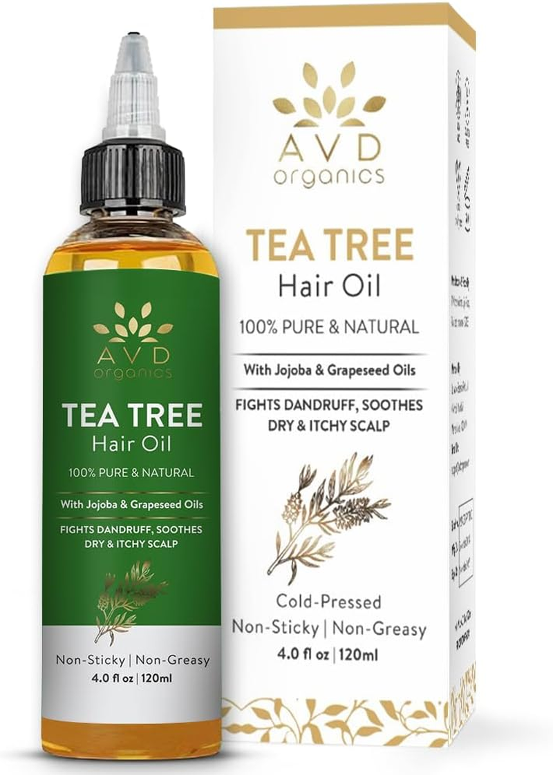 AVD Organics Tea Tree Hair Oil 120 ML | 100% Pure and Natural Tea Tree Hair Oil | Soothes Itchy Scalp | Moisturize Skin Strengthen Hair | Ideal for Both Men and Women | 4 Fl Oz image number 2