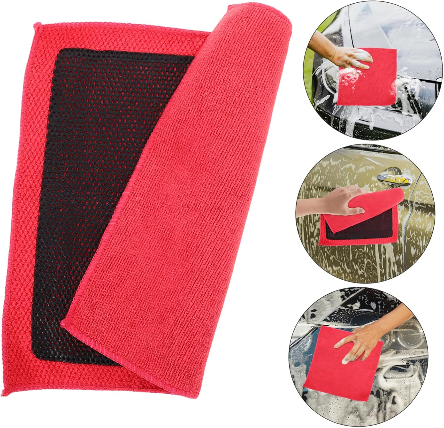 BRIGHTFUFU Car Wash Clay Towel Red Car Drying Towel Truck Cleaning Cloth Suv for Automotive Detailing and Household Cleaning image number 4