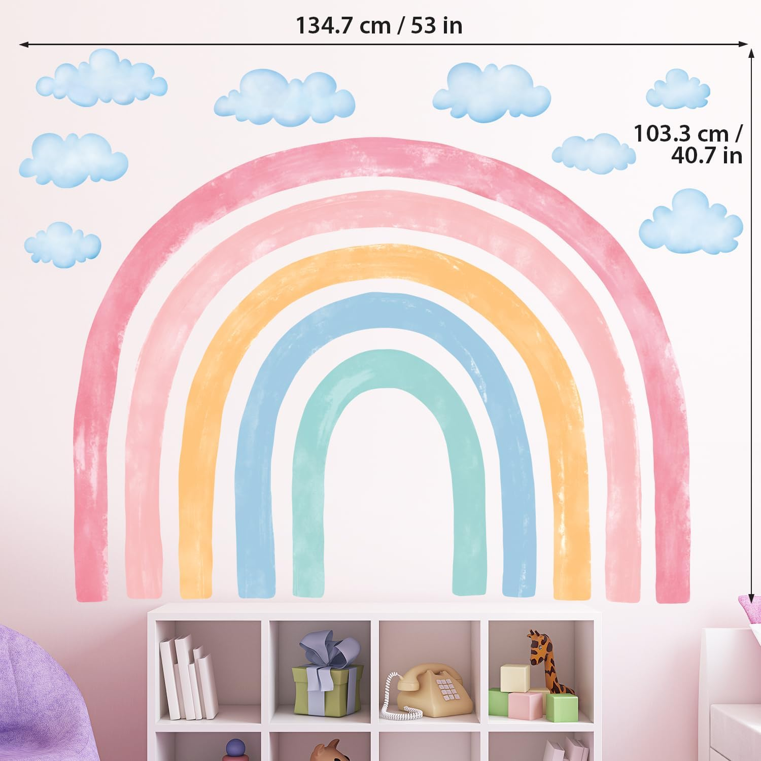 DECOWALL SG4-2429 Watercolor Rainbow Wall Stickers Kids Decals Playroom D&eacute;cor Room Girl Large Nursery Toddler Peel and Stick Baby Art Classroom image number 3