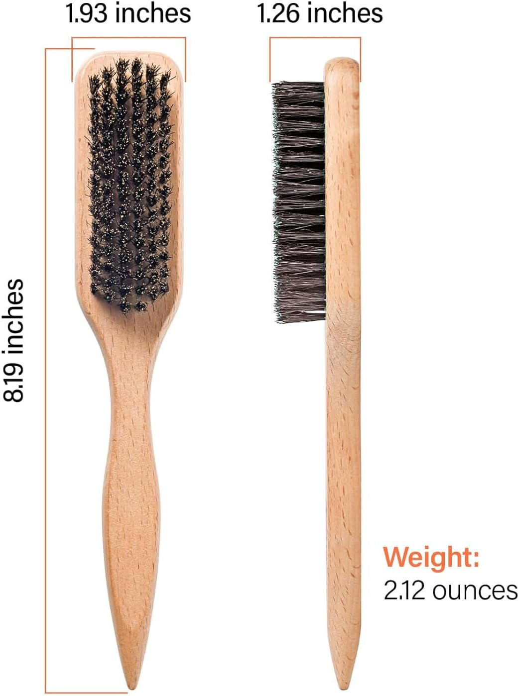 Slick Back Hair Brush for Smoothing Ponytail, Boar Bristle Hair Brush Set &ndash; Edge Control Brush, Wooden Rat Tail Comb & Teasing Brush for Men & Women, Ideal for Sleek Styles, Wax Stick Application & Hair Parting image number 1