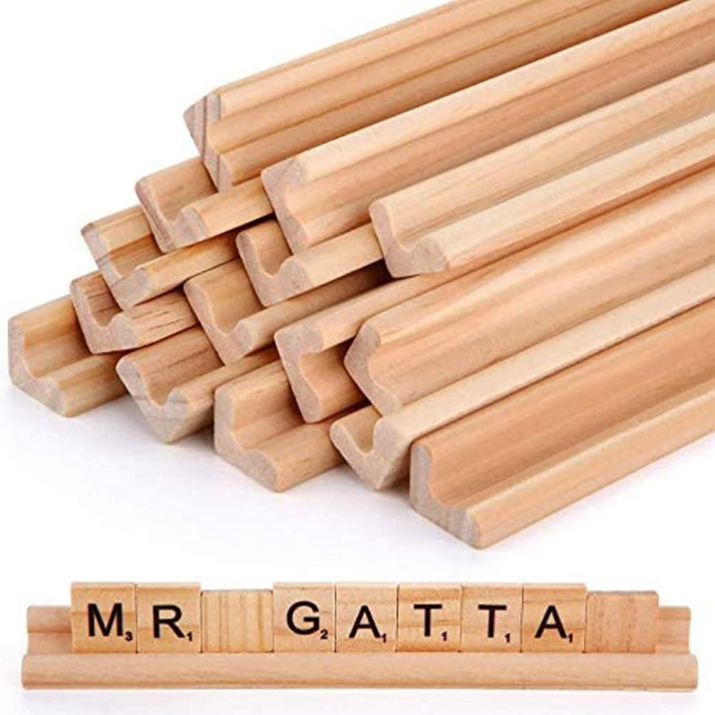 Alipis Mahjong Tile Holder Domino Racks Wooden Domino Trays Domino Holders Organizer Letter Display Bases Domino Tiles Holders for for Mexican Train, 4Pcs Dominos Holder Tray Train Rack image number 3