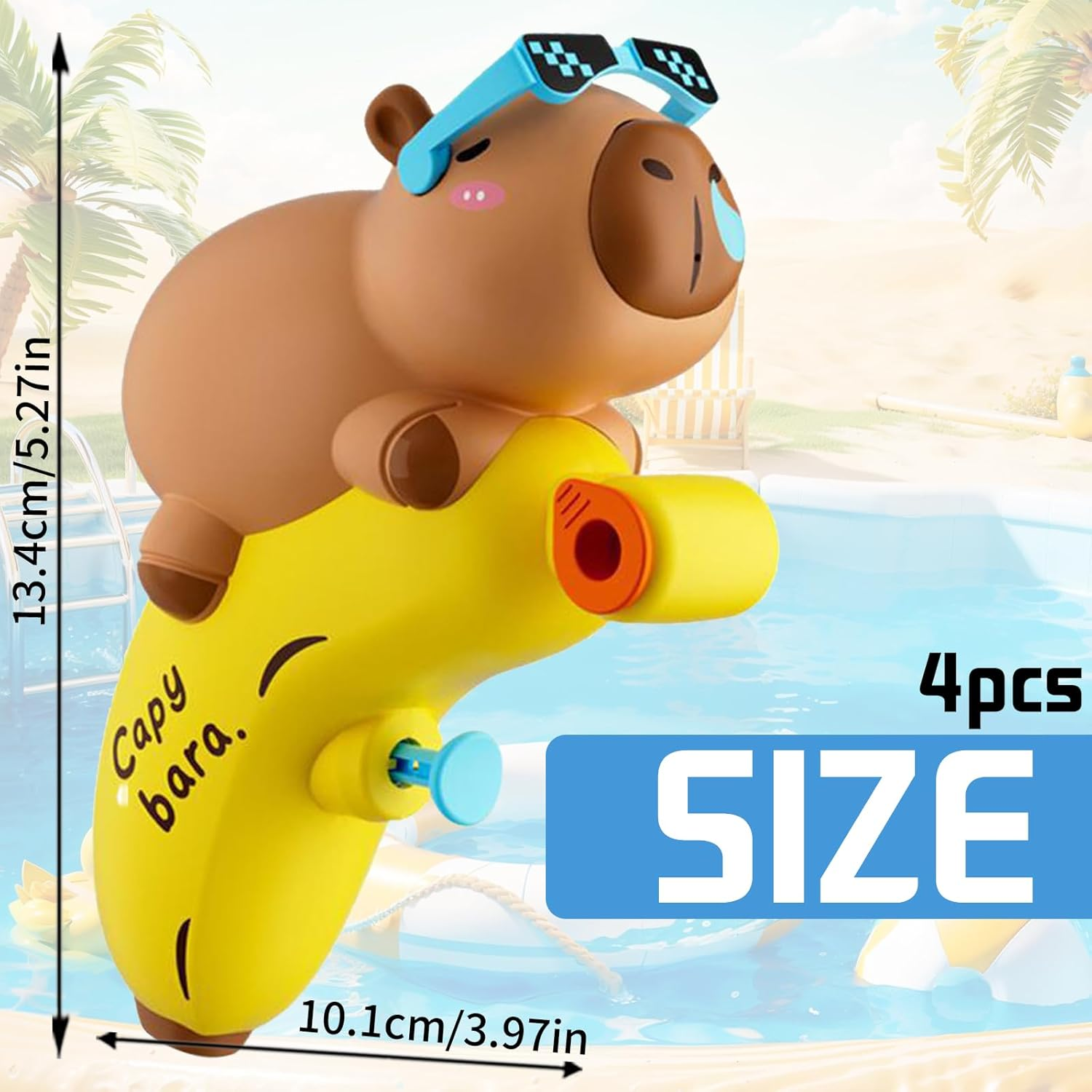 Capybara Water Fight Toy, Water Spray Gun, Summer Perfect Toy for Sports, Pools, Beaches and Outdoor Water Fights, Pack of 4 image number 1