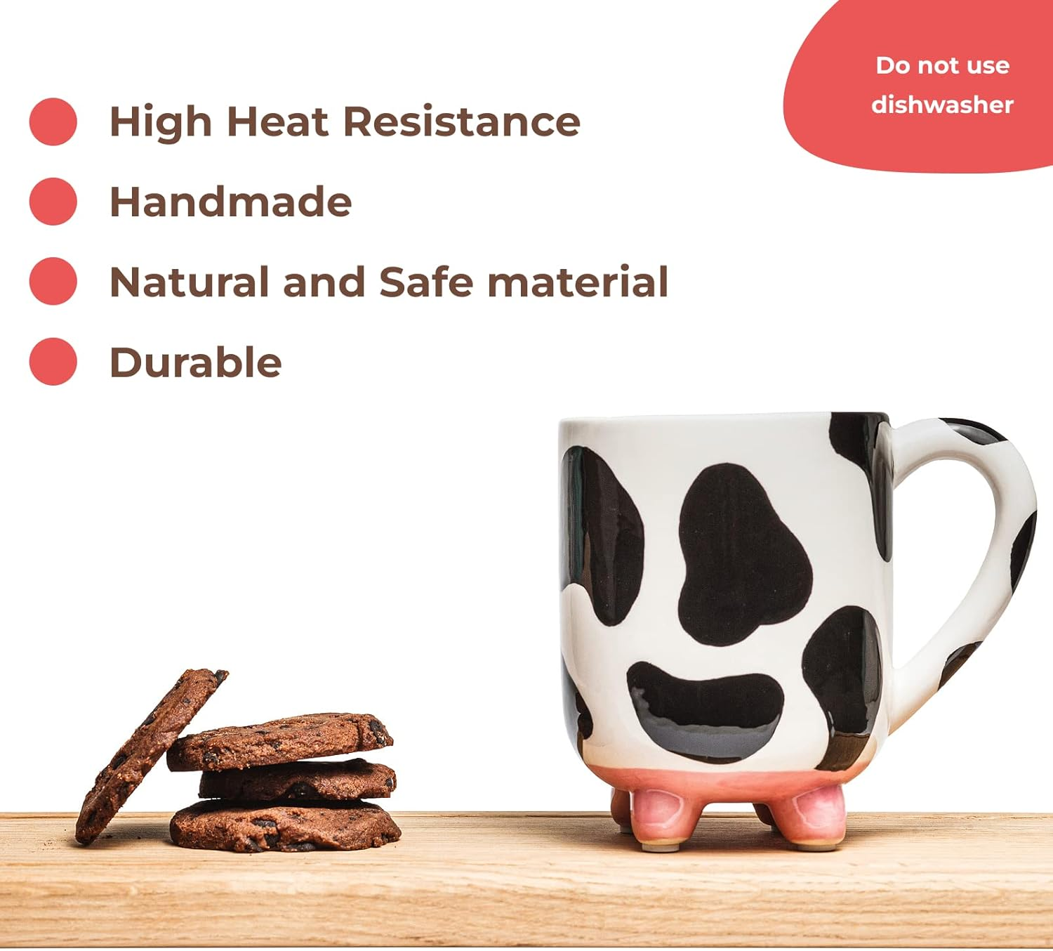 SWEETLO Cow Coffee Mug with Udders - Cow Print Cup Gift - 15Oz Ceramic Taza De Vaca image number 5