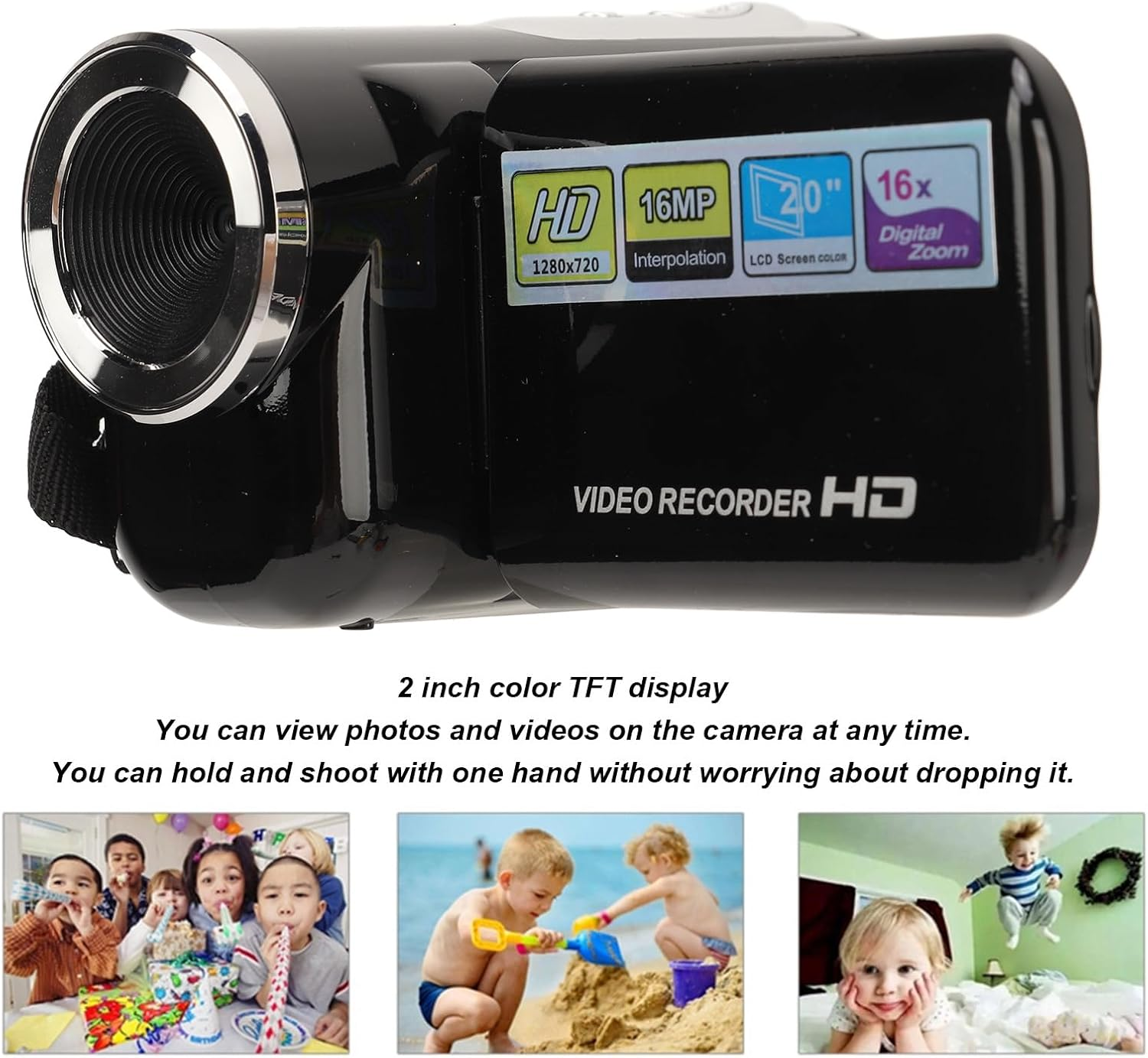 Video Camera for Kids, 1080P HD Digital Kids Camera Camcorder Video Recorder with 2.0 Screen for Boys Girls 3-10, 16X Zoom, Birthday Christmas Holiday Gifts image number 4