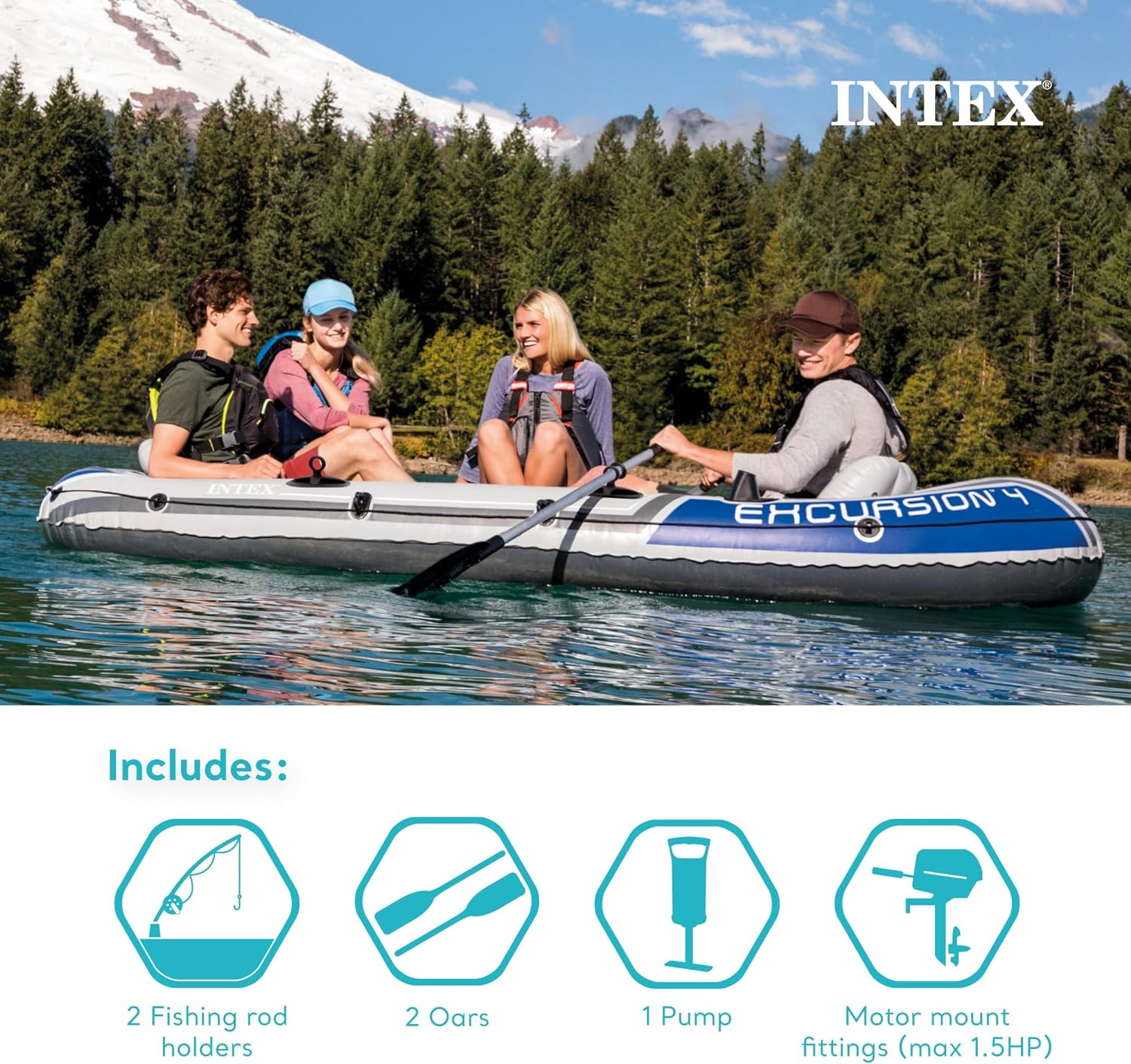 Intex Excursion 5 Boat Set Inflatable Boat image number 5