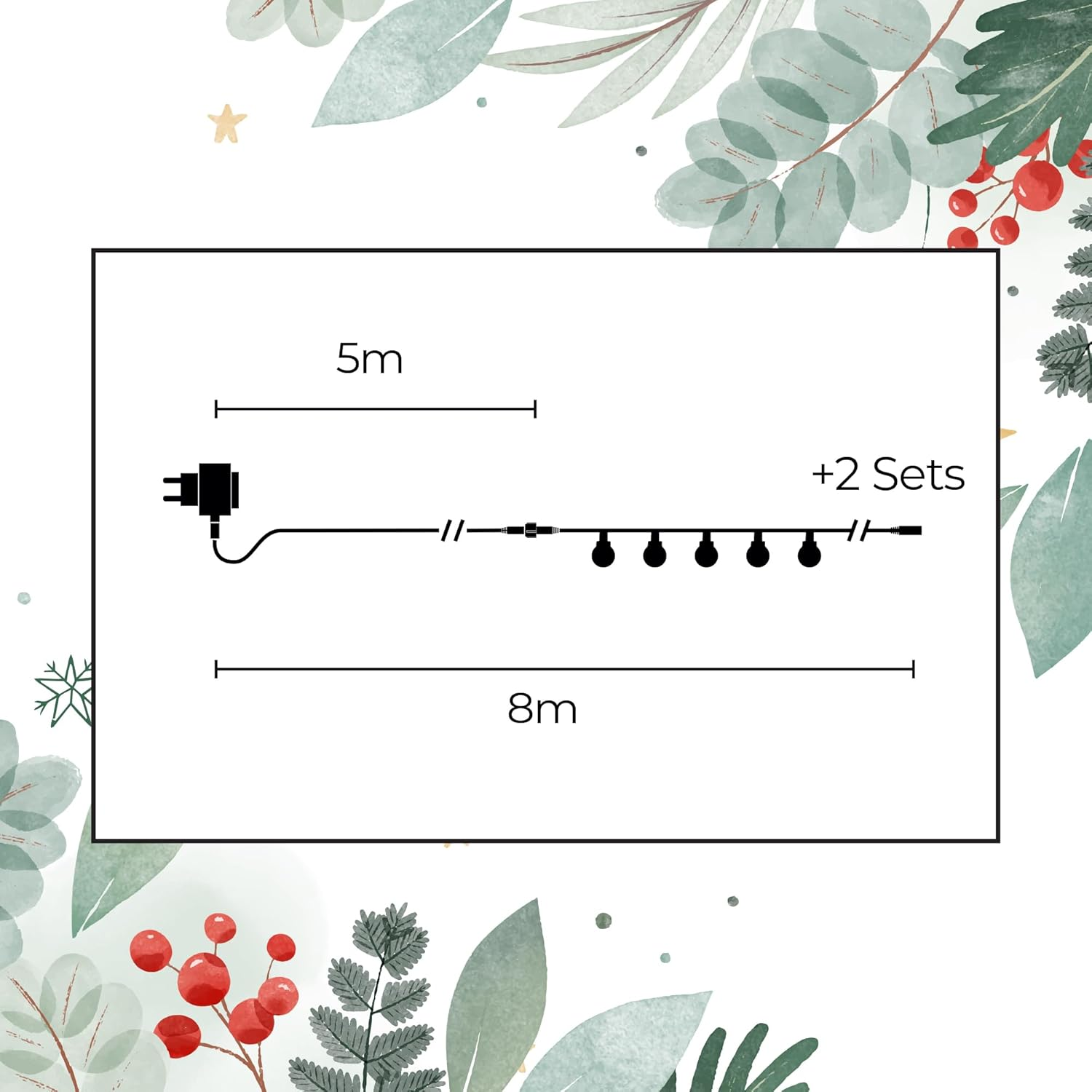 Lexi Lighting 300 Leds Connectable Cluster Fairy Chain Lights, Dark Cable, Red and White Cherry Ball, IP44, 3M Light Length, Christmas, Party, Garden, Wedding, Festival Decoration image number 2