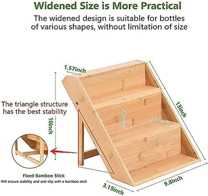 Vellaluna Bamboo Spice Rack, 3-Tier Seasoning Spice Jar Organizer, Wooden Spice Holder, Space Saving Wooden Spice Holder for Kitchen Cabinet Drawers, Countertop, Pantry image number 1
