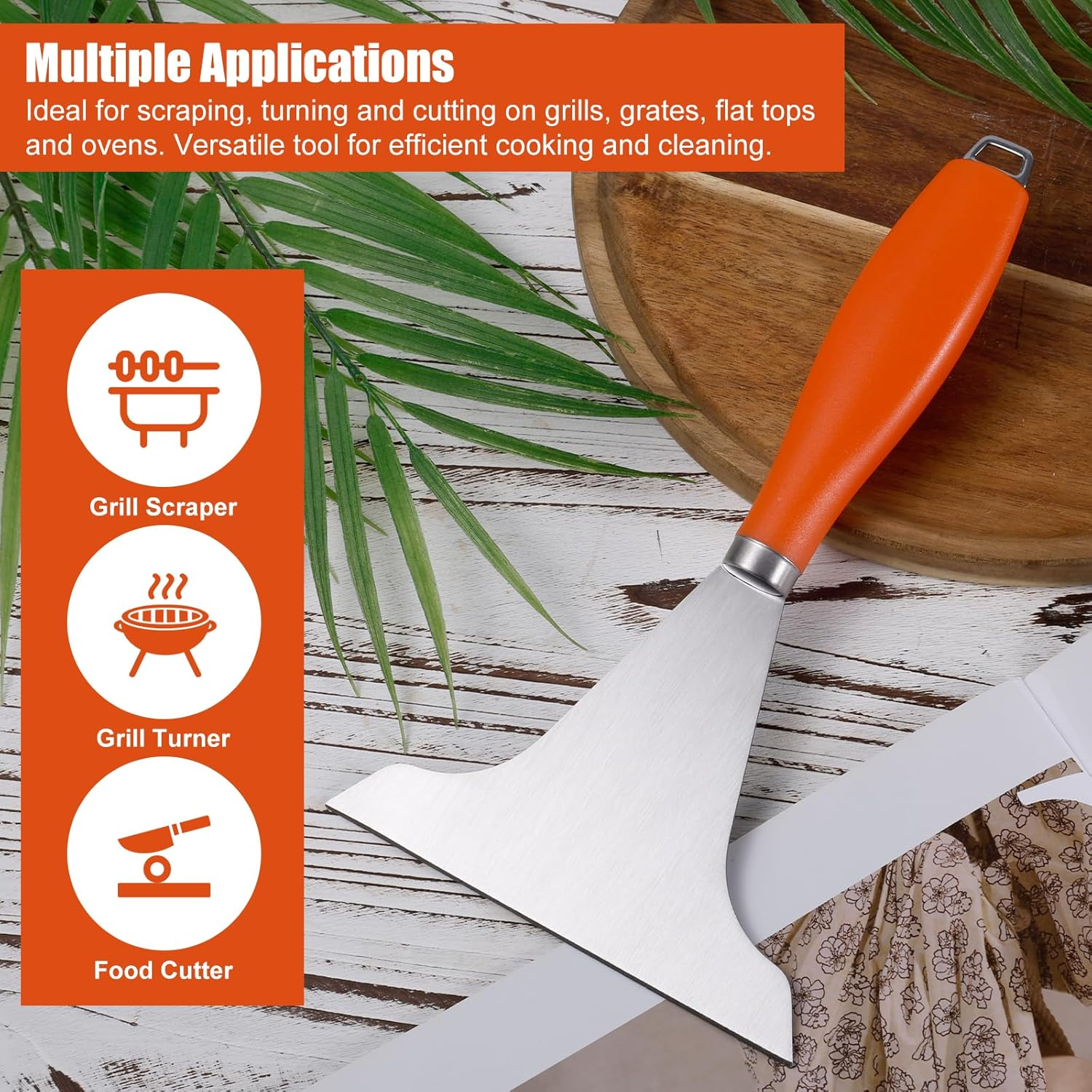 Gosknor Griddle Scraper for Flat Top, Stainless Steel Griddle Scraper Outdoor Anti-Slip Durable Grill Scraper for Outdoor Grill Flat Top Grill Accessories image number 6