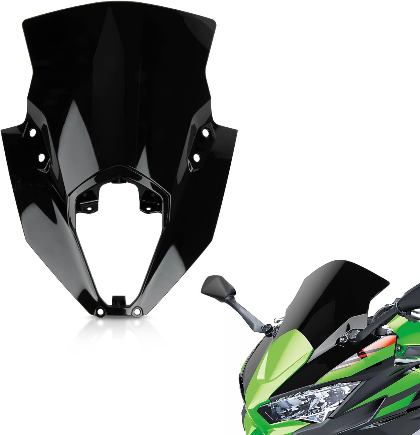 Windshield for Ninja 650 ER6F - PSLER Windscreen Wind Deflector Protector Fairing for Ninja 650 ER6F 2020 2021 2022 2023 2024 (Black) image number 3