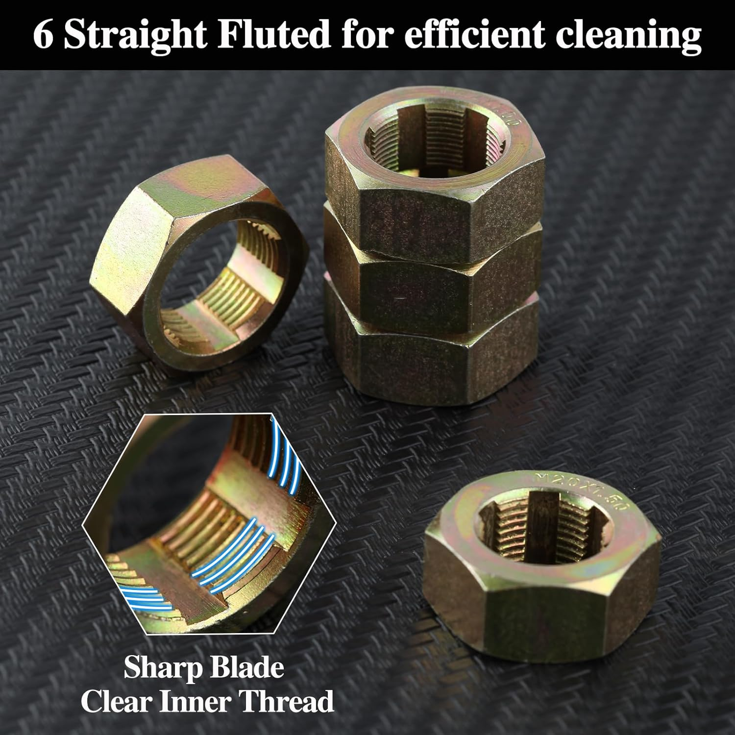 LEONTOOL 8 PCS Axle Spindle Thread Chaser Set, Thread Repair Kit High-Strength Thread Restorer Tool, Axle Spindle Fractional Cleaning and Rethreading Set Metric M20 M22 M24 & UNEF 13/16" 3/4" image number 6