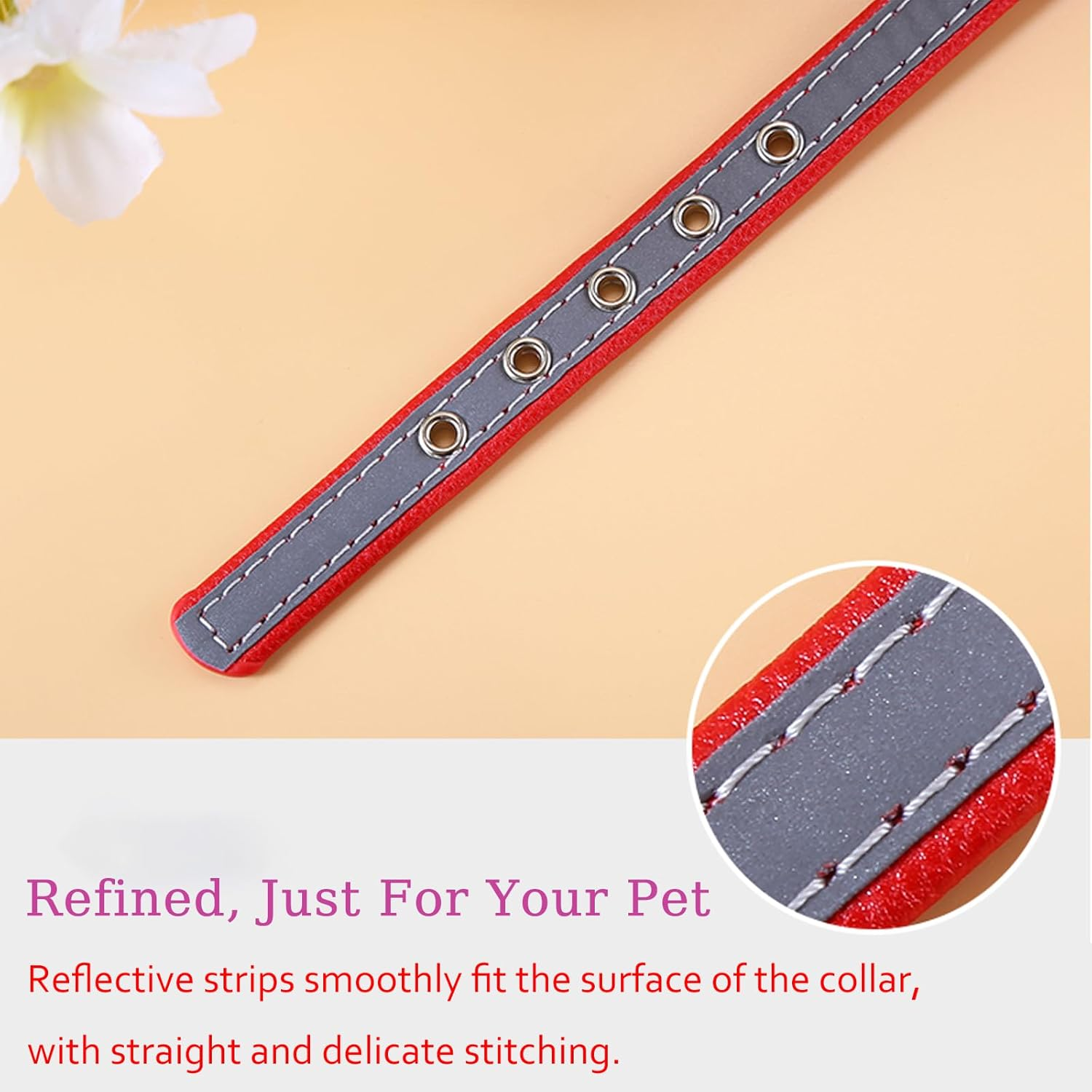 Yonsbox Personalized Reflective Dog & Cat Collar with Custom Engraved ID Nameplate &ndash; Silent Tag Pet Collar, Adjustable Safety Collar for Small Medium Large Dogs Durable Microfiber with Metal Buckle image number 7