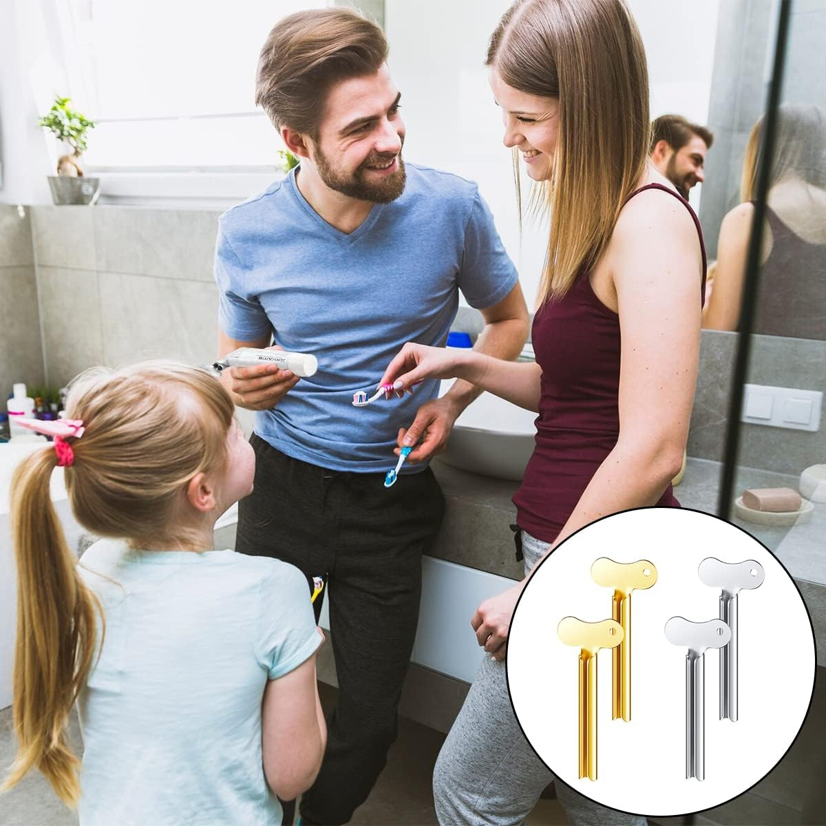 Toothpaste Squeezer, 4PCS Metal Roller Squeezer Tube Squeezer for Paint, Cosmetic and Hair Dye (Gold & Silver) image number 2