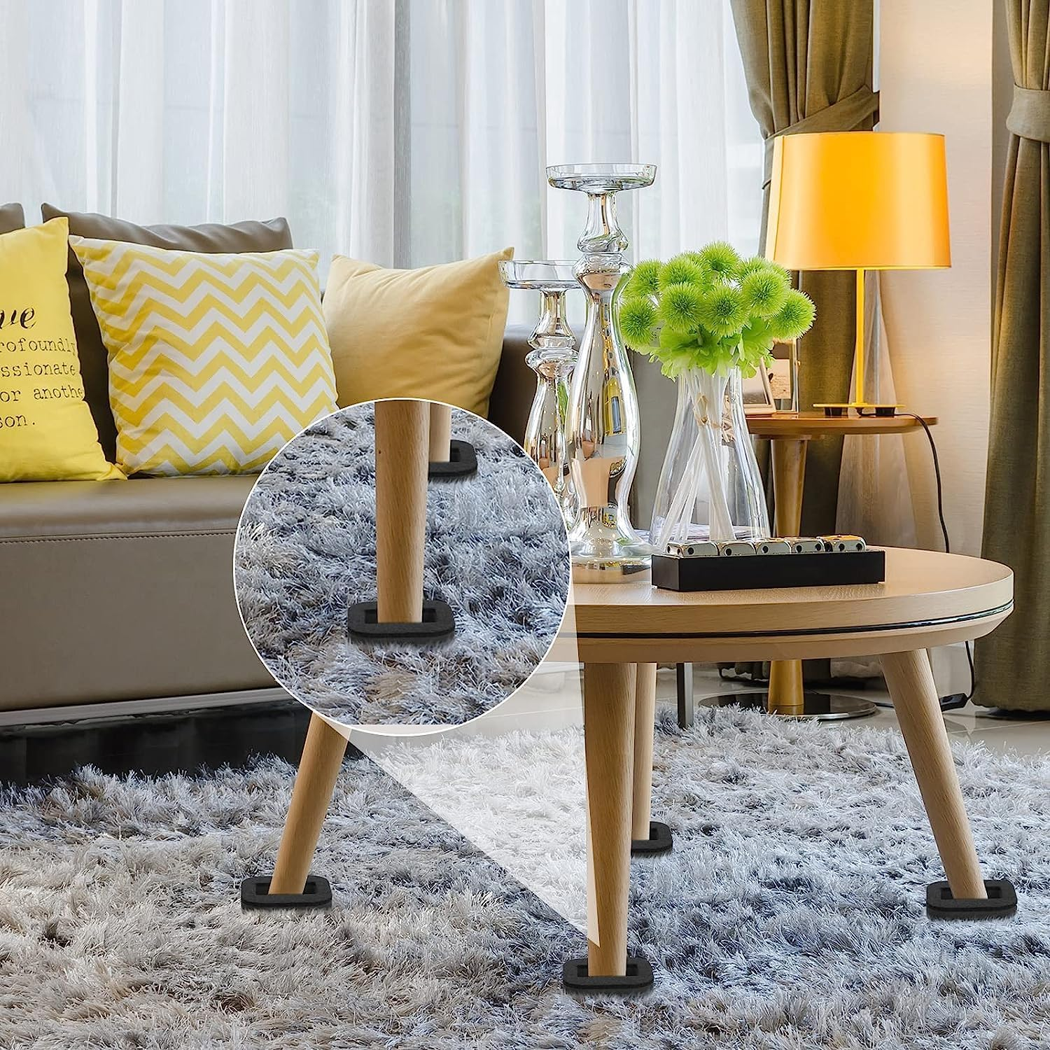 Felt Caster Cups Furniture Pads - 5Pcs for Carpet and Hard Floors - Anti-Sliding Bottom Office Chair Stopper for Wheels, Bed Wheel Protectors image number 5