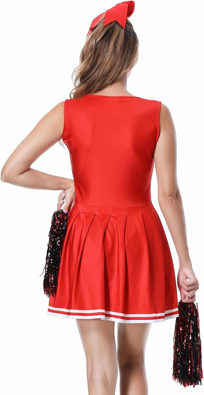 GRAJTCIN Womens Cheerleader Costume High School Girl Halloween Party Complete Cheerleading Outfit