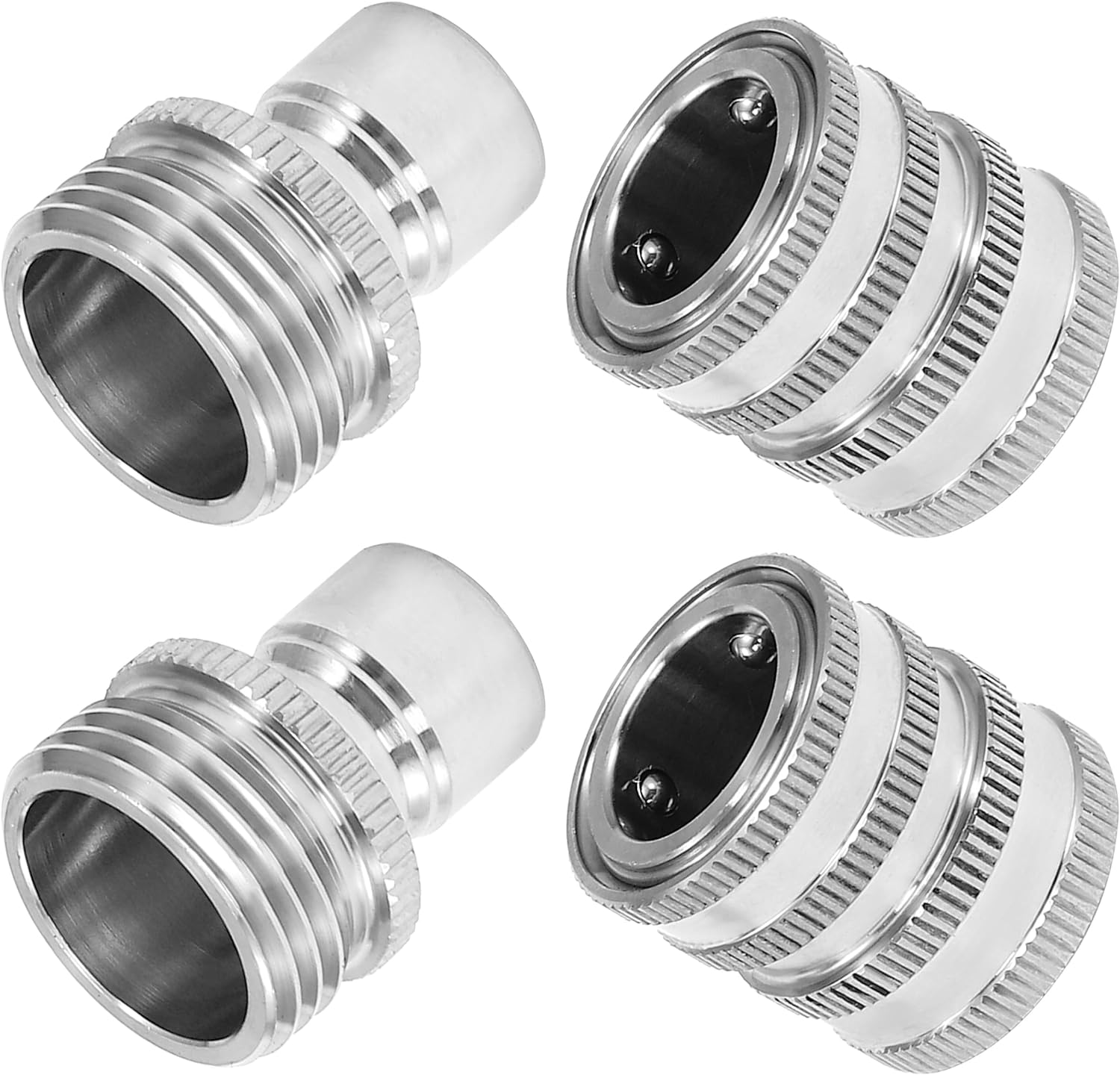 M MINGLE Garden Hose Quick Connect Fittings, 3/4 Inch GHT Stainless Steel, Quick Connector Set, 2-Pack image number 2