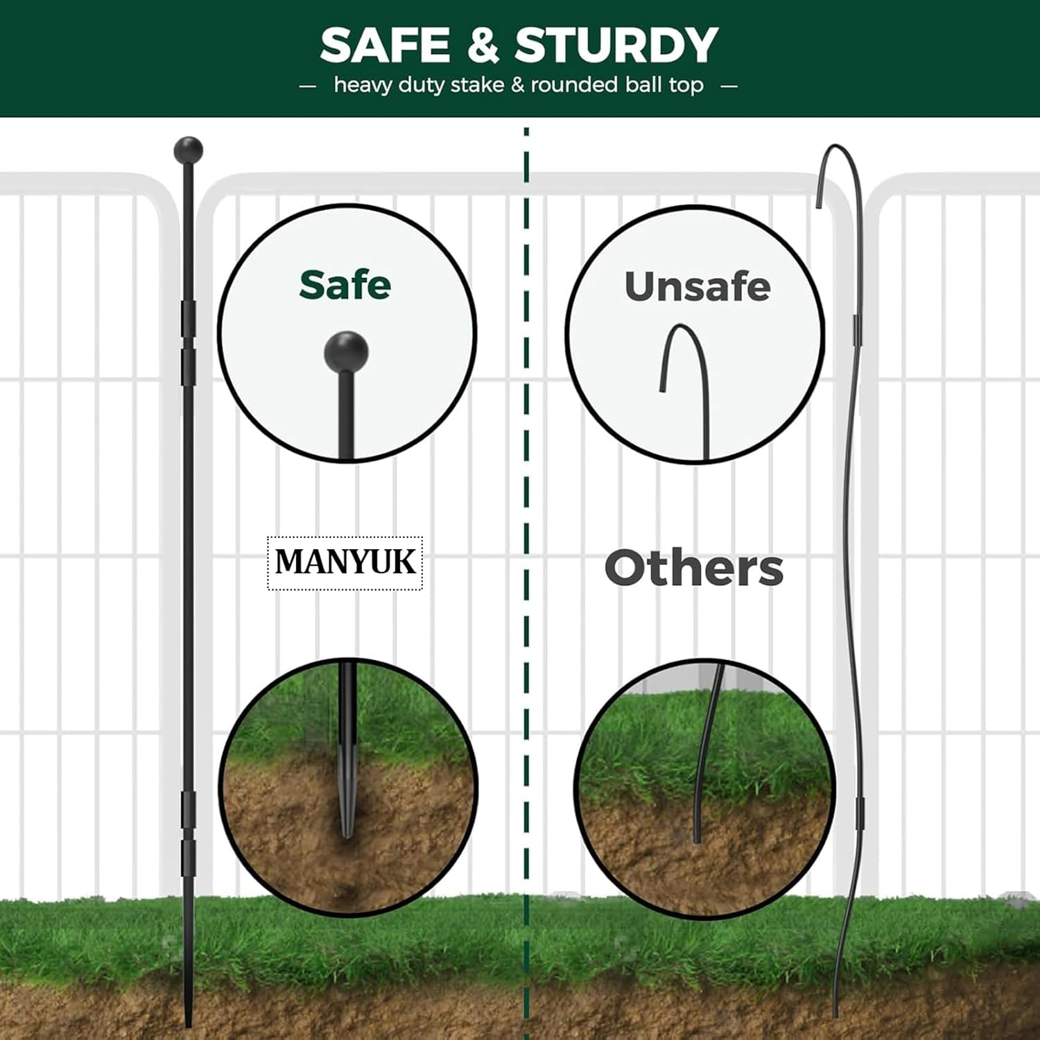 Black Dog Playpen, Metal Exercise Pet Playpen Fence for Yard RV Camping, 81Cm Height, 8 Panels Fence image number 6