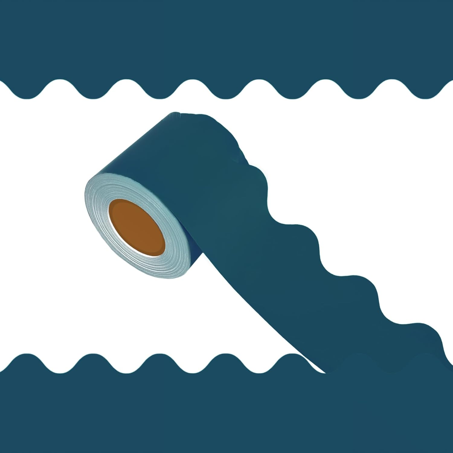 65Feet Scalloped Bulletin Board Borders with Wavy Line Design for School Classroom Offices Doors Decoration Strips (White)