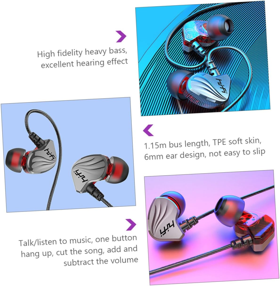 SHINEOFI Plug In-Ear Heavy Bass Headphones for Phone Wired Earphones Microphone for Mobile Phone Tablet Gun Earphones image number 3