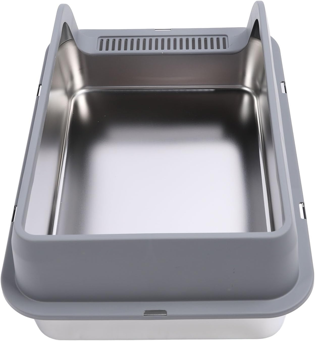 Enclosed Stainless Steel Cat Litter Box with Lid, anti Splashing Odorless Metal Litter Pan Tray with High Wall Sides Enclosure, Non Sticky, anti Leakage, Easy Cleaning (Extra image number 2