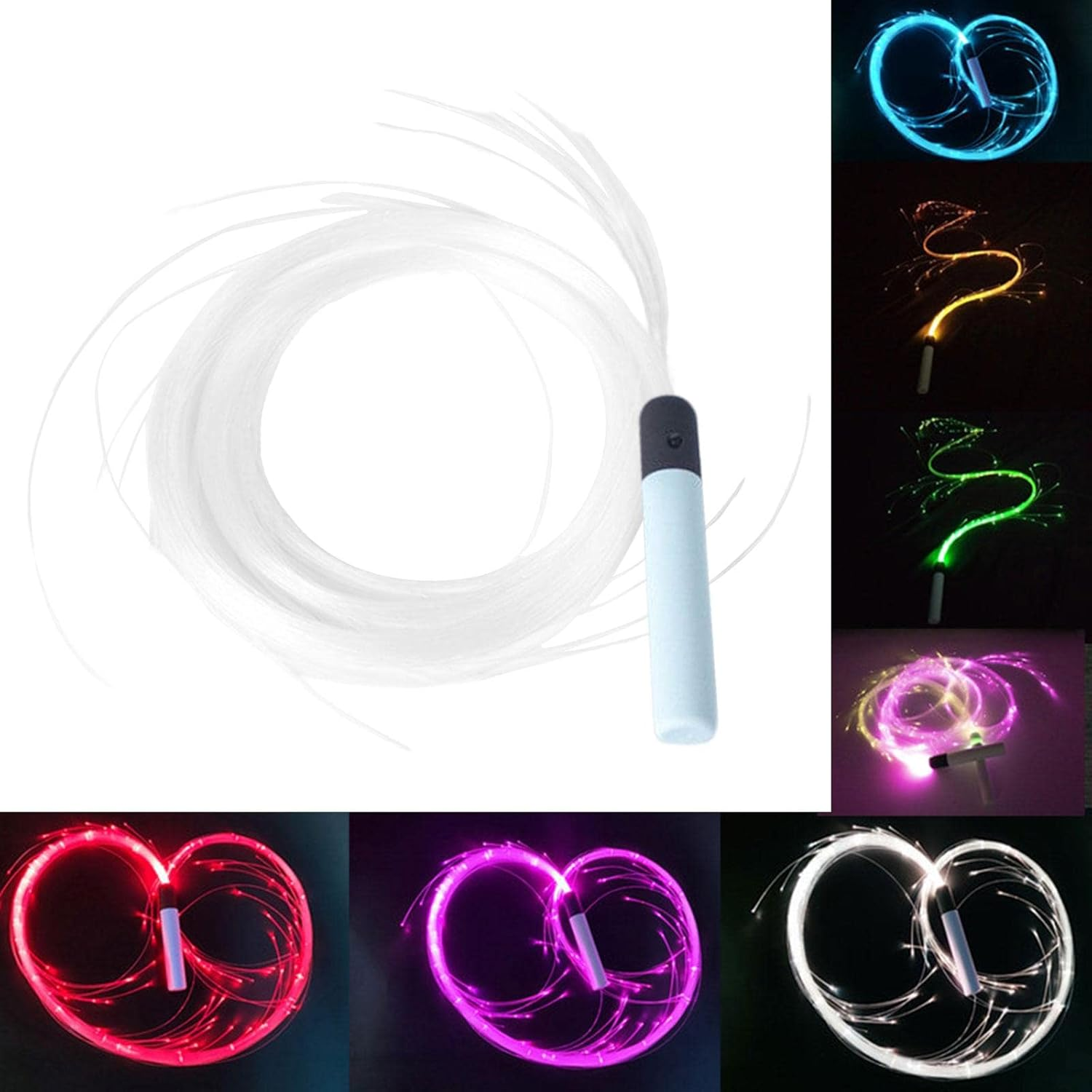 LED Fiber Optic Whips 7 Color Effect Mode Space Whips for Light Show, Black and Blue image number 1