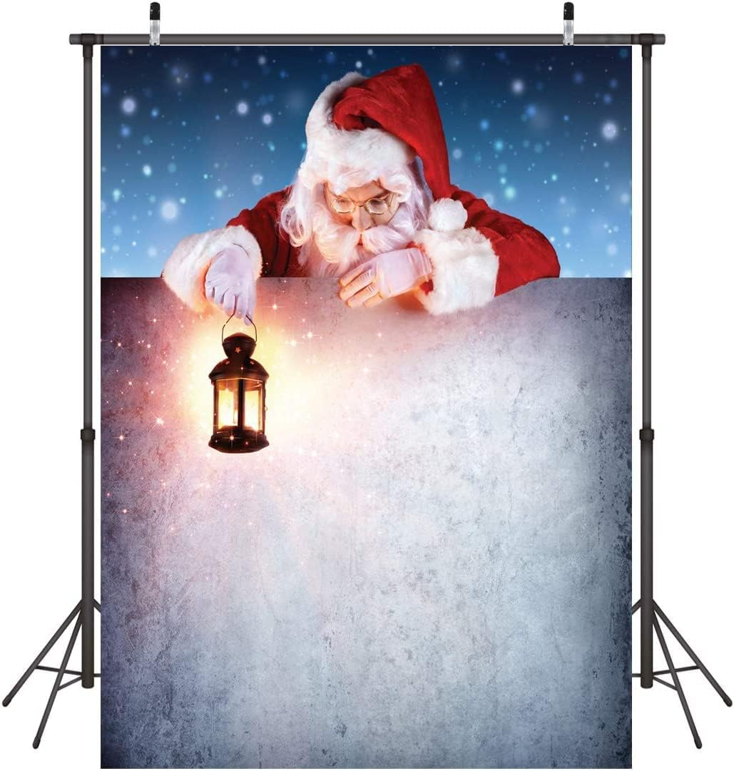 LYWYGG 5X7Ft Christmas Snow Night Backdrop Santa Claus Background Oil Lamp Background Christmas Backdrop Photo Backdrop CP-197 image number 3