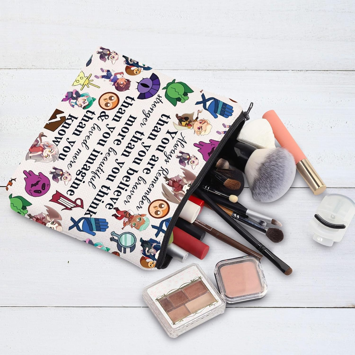 G2TUP Luz Noceda Cosmetic Bag Eda & Luz Fans Gift You Are Braver Stronger Beautiful than You Know Zipper Pouch Bag Amity Blight Merch, You Braver Owl H, 无 image number 5