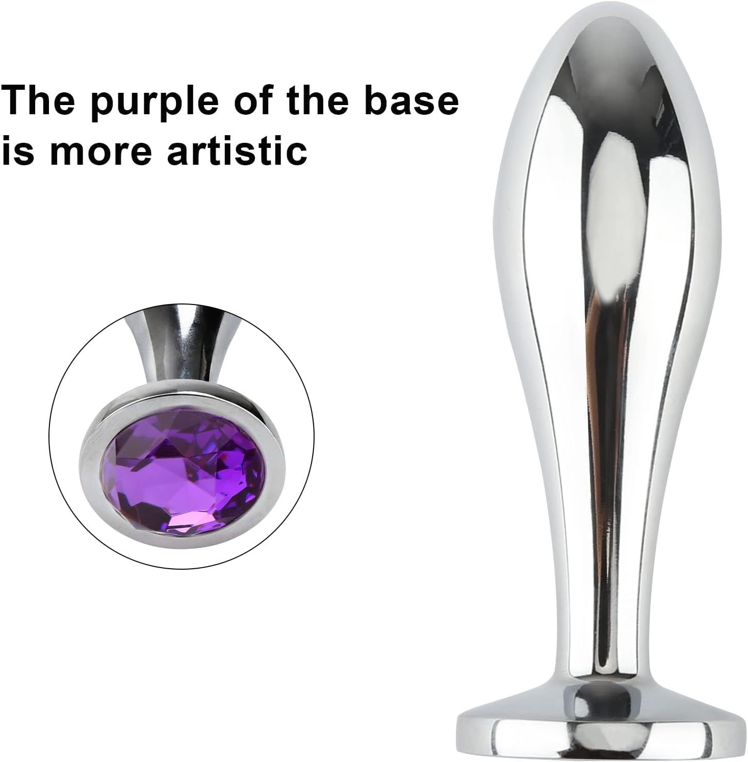 Anal Butt Plug, 3Pcs Set Safety Metal Anal Butt Plug Sex Toys with Crystal Diamond Beginner Anal Toys for Adult Unisex (Purple)