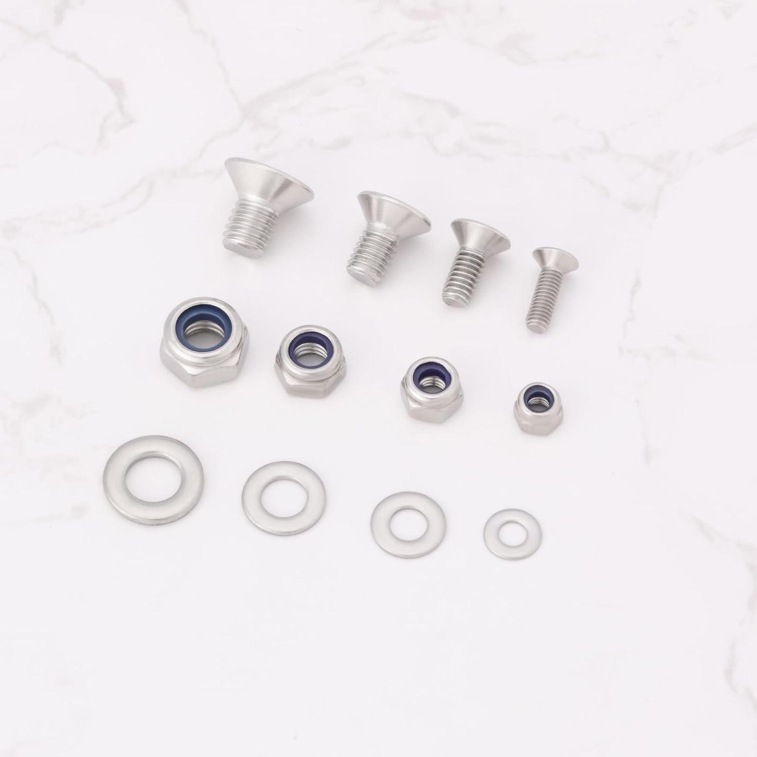SG Store 16Pcs Countersunk Bolt and Nut Kit M3/M4/M5/M6X10Mm for Wood Drywall and Furniture Home DIY Repair Bolt+Nut+Flat Washer Silver image number 2