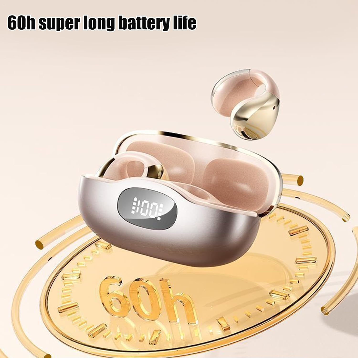 Moreeulsi Wireless Earbuds with Ear Hooks | Lightweight Open Ear Clip Wireless Earbuds - Comfortable Lightweight Earphones Aesthetic Design for Running Sport Gym Outdoor Workouts Family image number 1