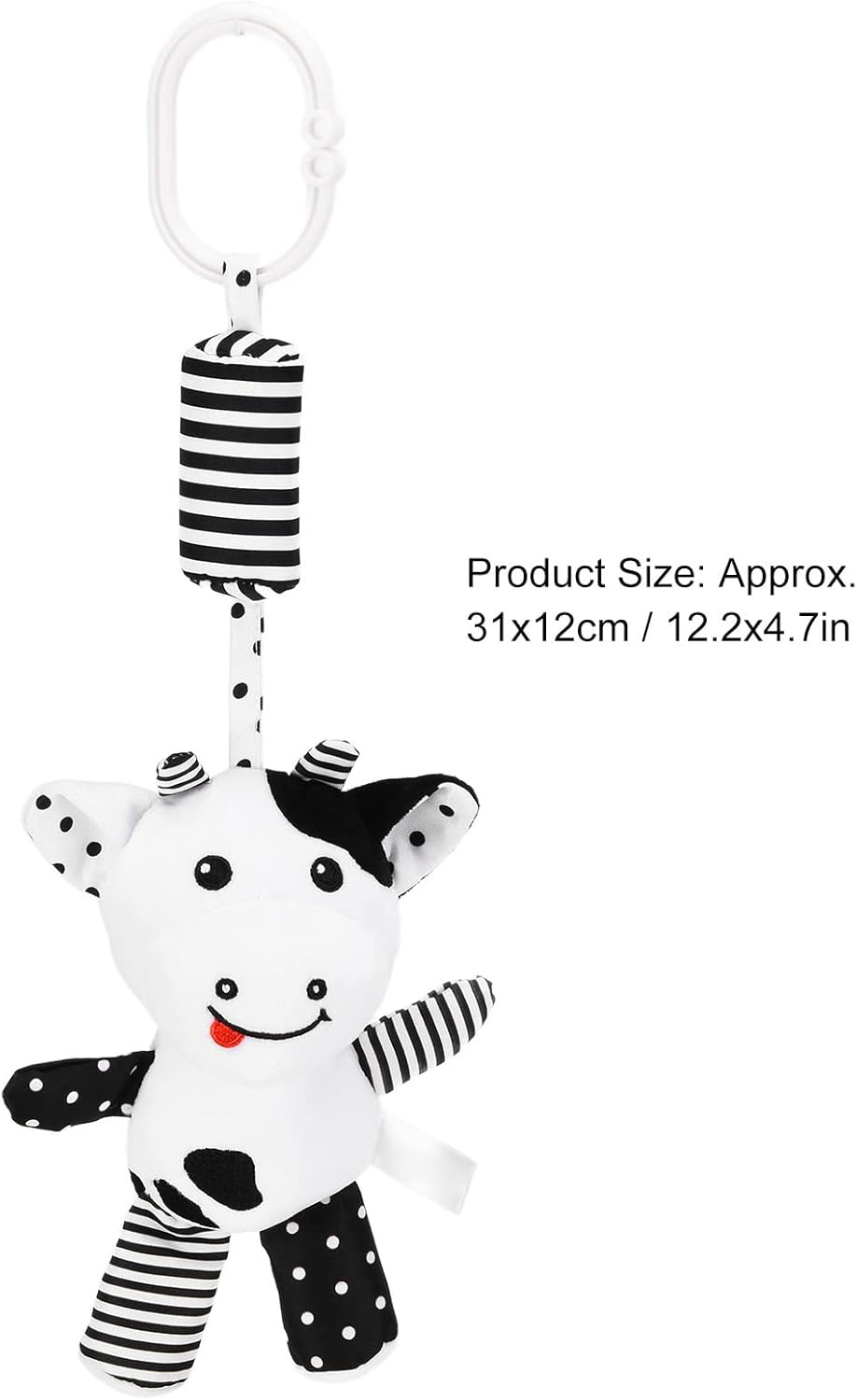 Baby Hanging Rattle Toys, Baby Car Plush Hangingtoys Stuffed for Infants Car Bed Crib(Black and White Striped Calf Pendant) image number 4