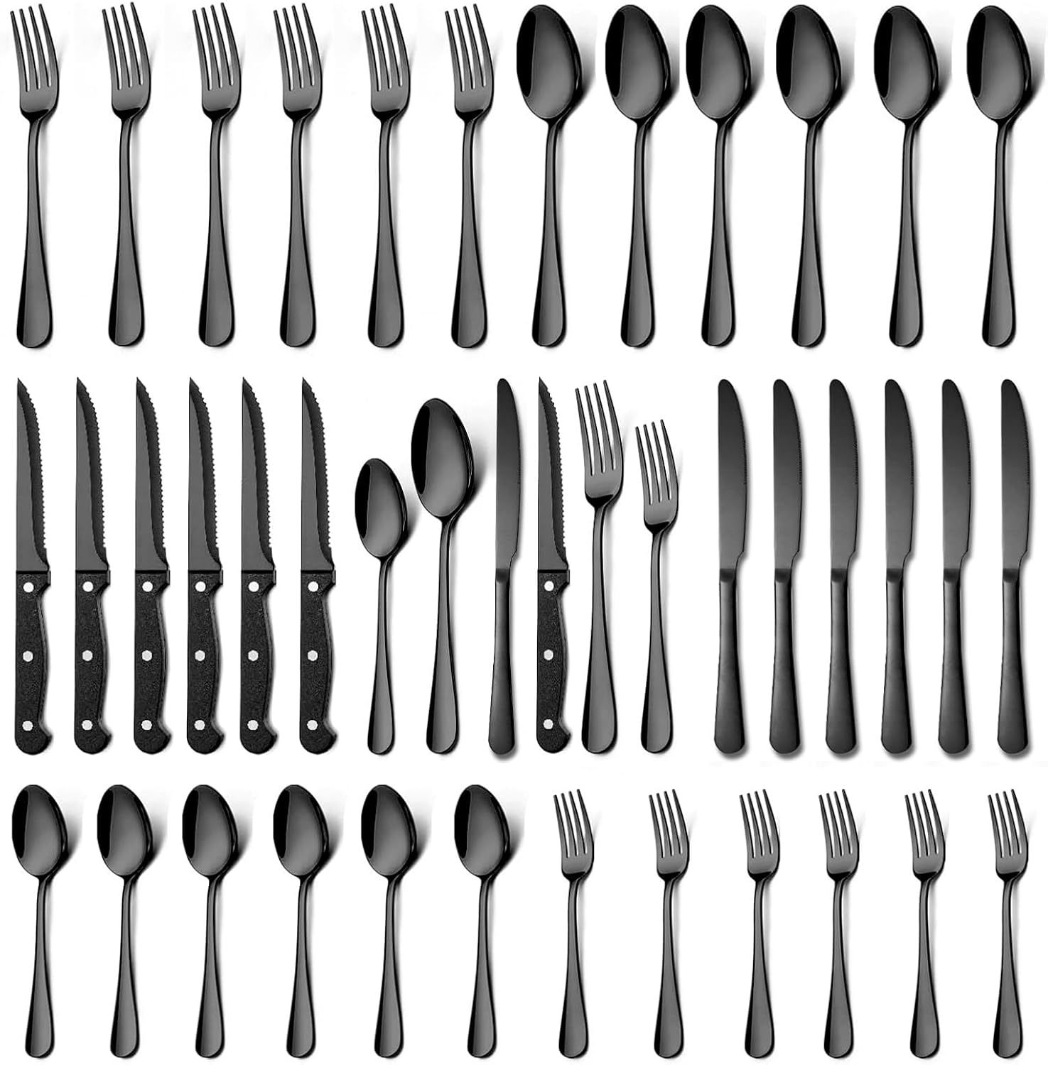 60 Pieces Silverware Sets Service for 10, Premium Stainless Steel Flatware Set,Matte Cutlery Set for Family Gatherings, Hotel, Office Etc Use, Dishwasher Safe