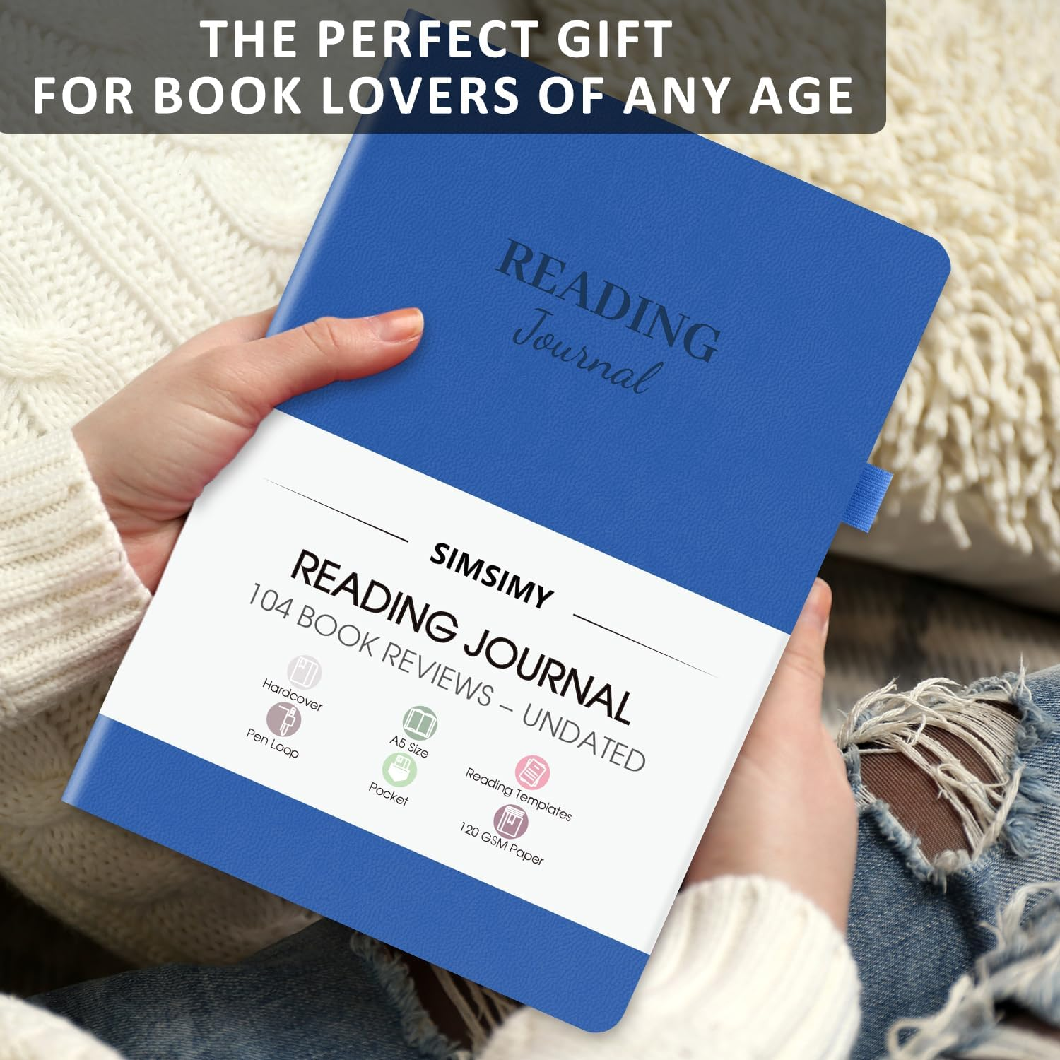 Reading Journal with 104 Book Reviews, Book Journal for Book Lovers & Readers - Book Reviews & Reading Tracker & Reading List Challenge, Reading Log Notebook Gift, A5, Navy Blue - Dark Green image number 5