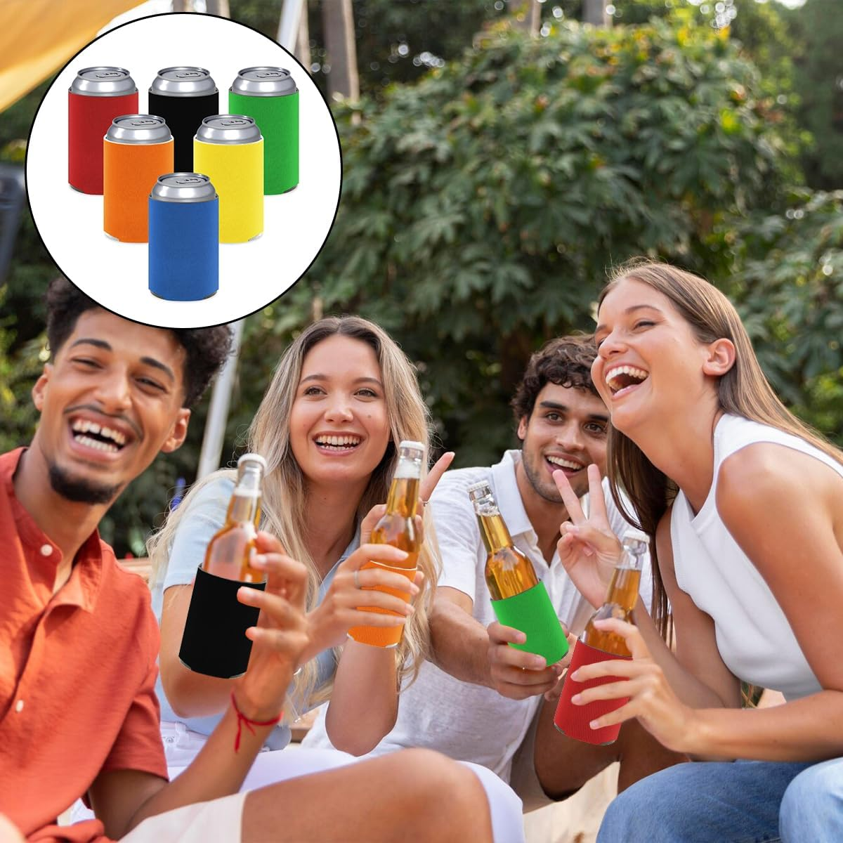 NILLOS Insulator Can Cooler Sleeve, 6 Pcs Neoprene Beer Coolers for Wedding, Bachelorette Party, Custom DIY Projects (6 Colors) image number 3