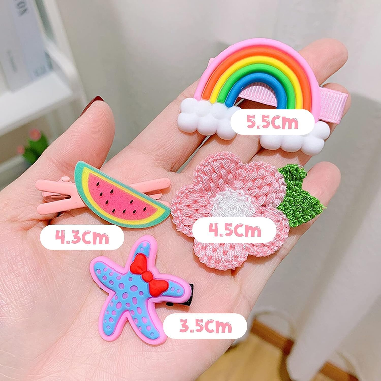 Cute Fashion Girl Rainbow Candy Flower Fruit Set Hair Pins Hair Barrettes Set, 50Pcs Flower Candy Fruits Rainbow Cute Hair Clip,Cute Hair Barrettes Pins Colorful Rainbow Flower Fruit Cute Hair Clip image number 5